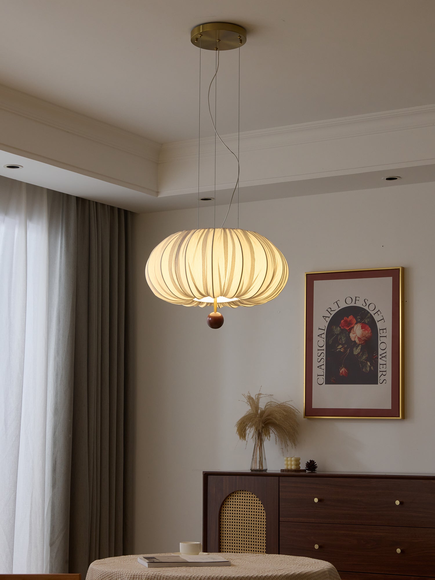 Vasilen Premium Nordische Kunst Ballon Holz Stoff Deckenleuchte-Letslighting