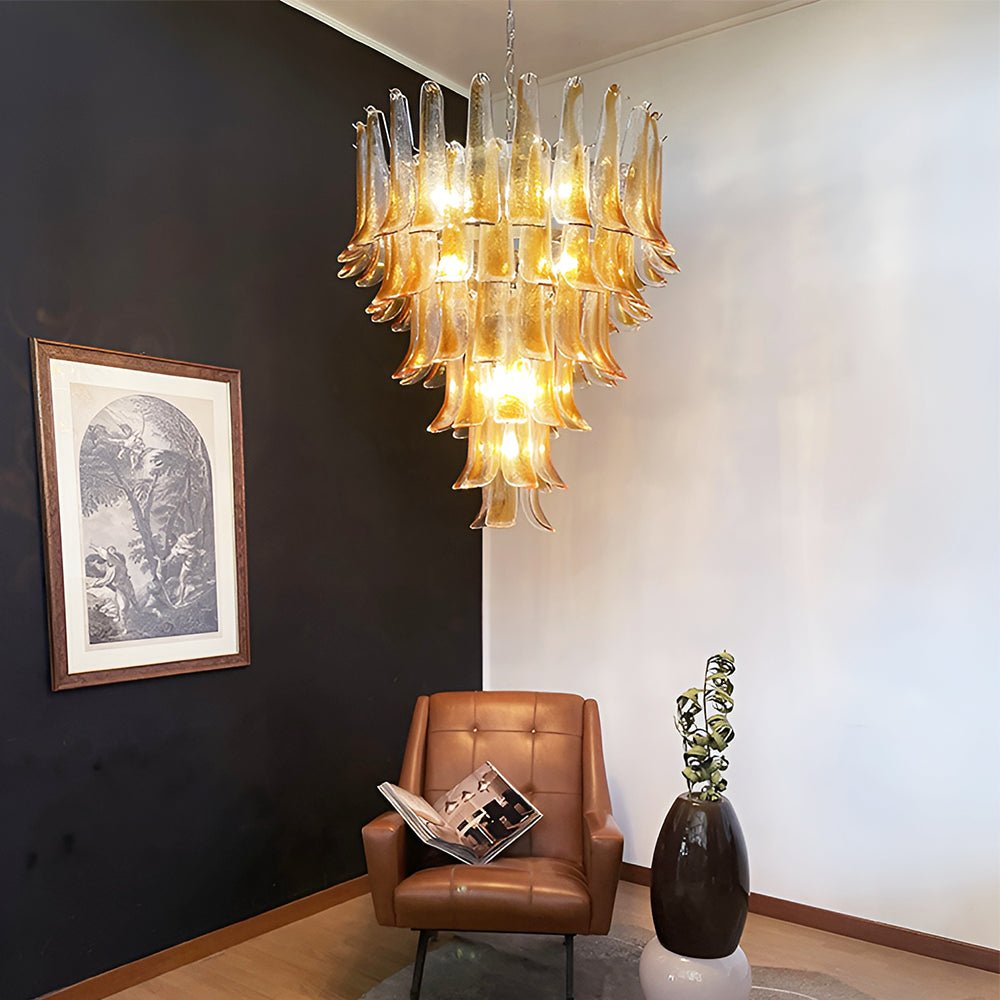 Aurora Chandelier Amber Glass Petals Layered Luxury - Neutralighting