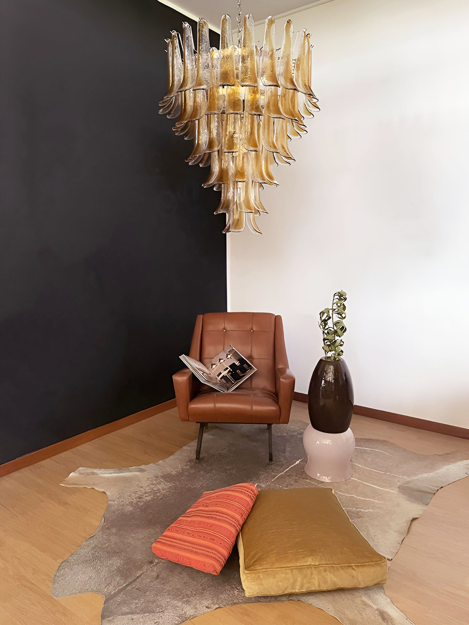 Aurora Chandelier Amber Glass Petals Layered Luxury - Neutralighting