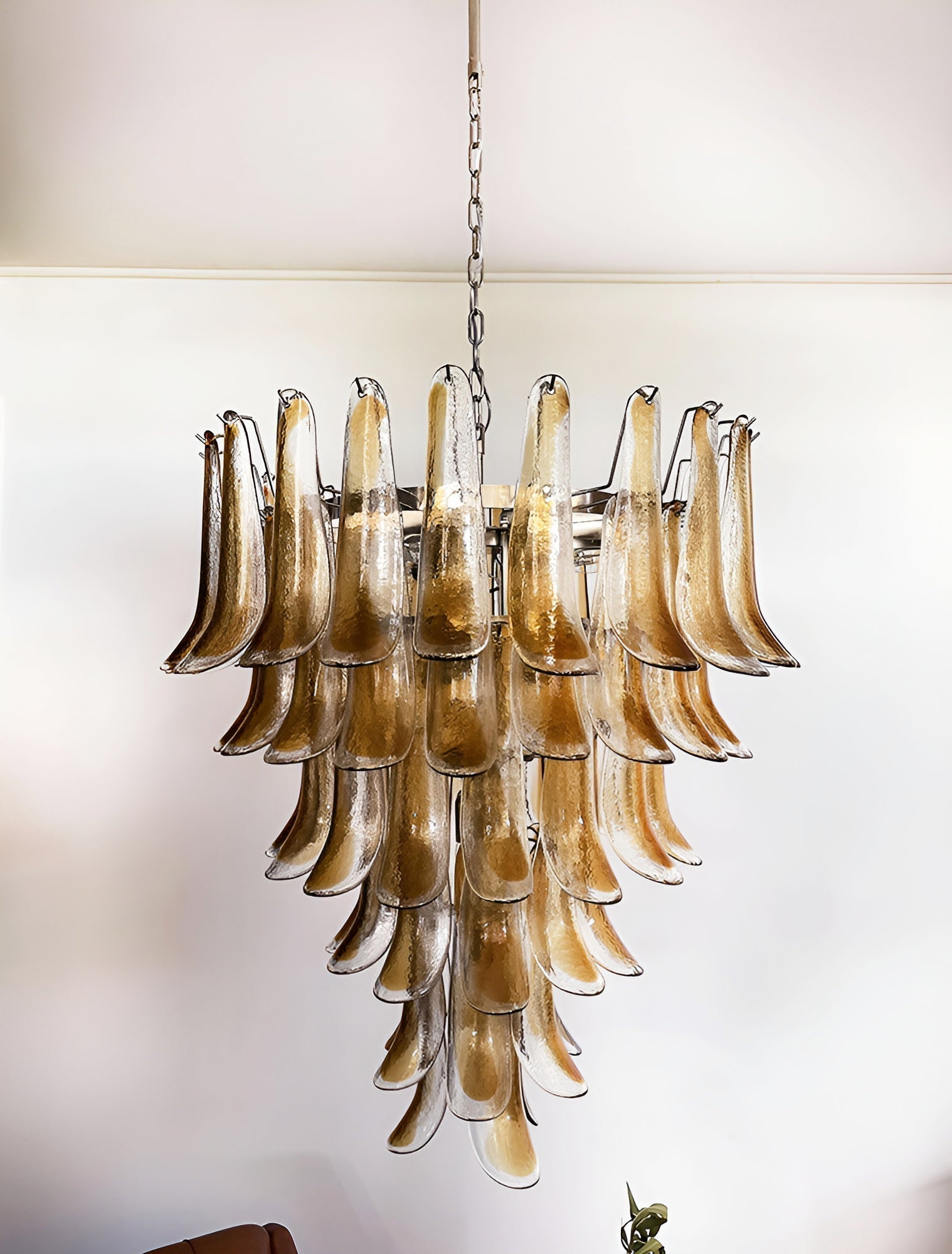 Aurora Chandelier Amber Glass Petals Layered Luxury - Neutralighting
