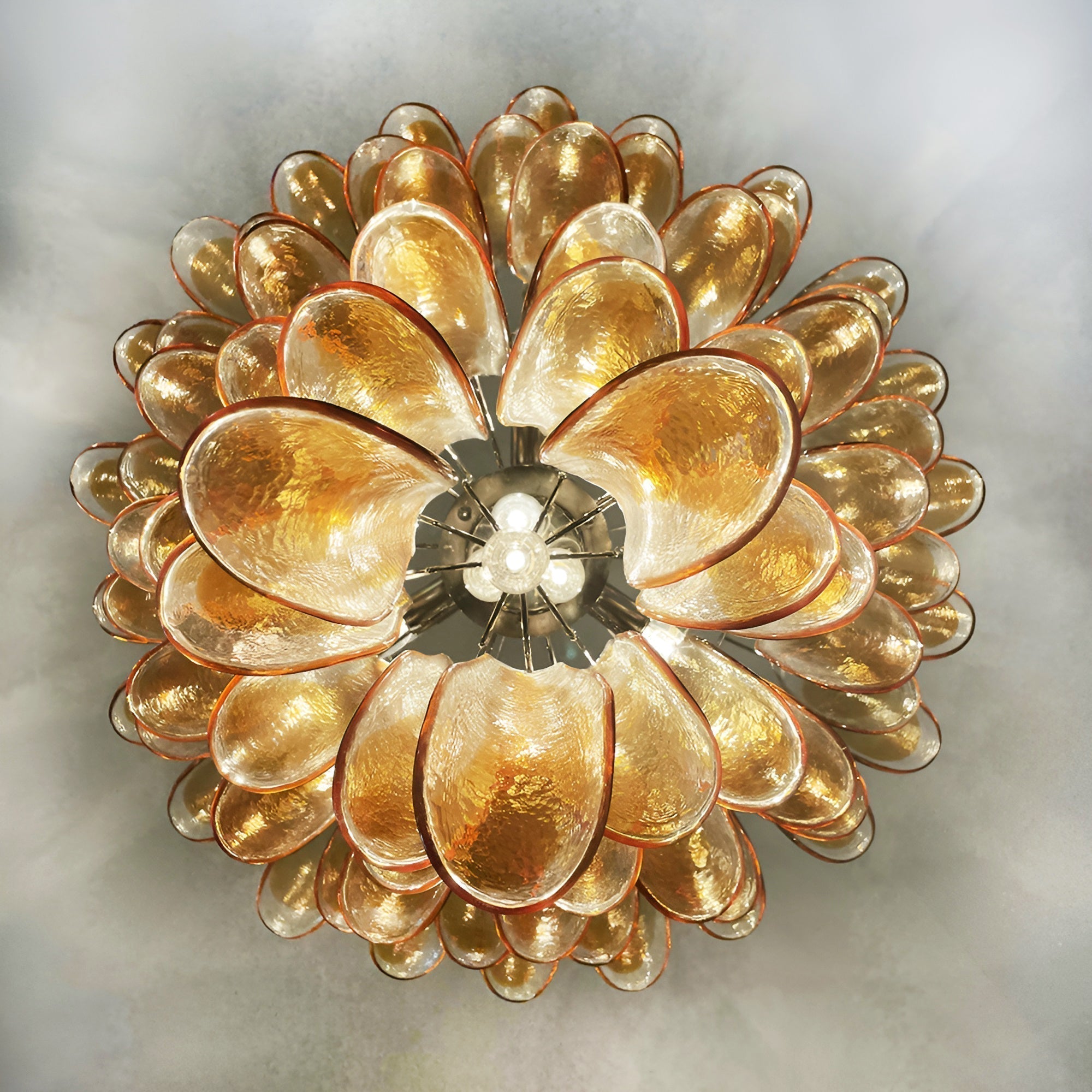 Aurora Chandelier Amber Glass Petals Layered Luxury - Neutralighting