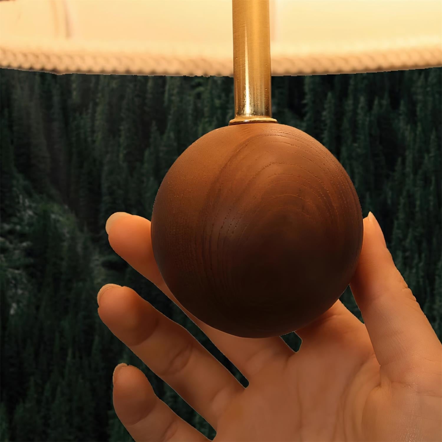 Calira Stoff Pendelleuchte Holz-Letslighting