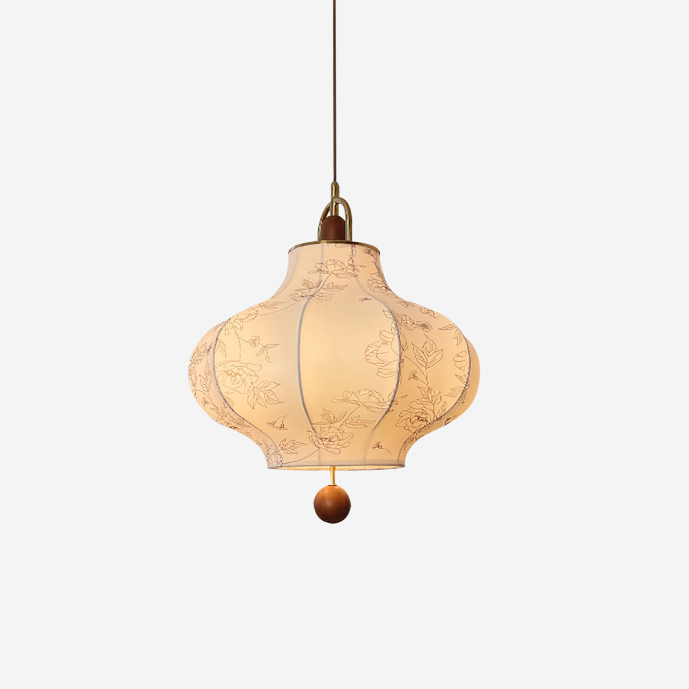 Calira Stoff Pendelleuchte Holz-Letslighting