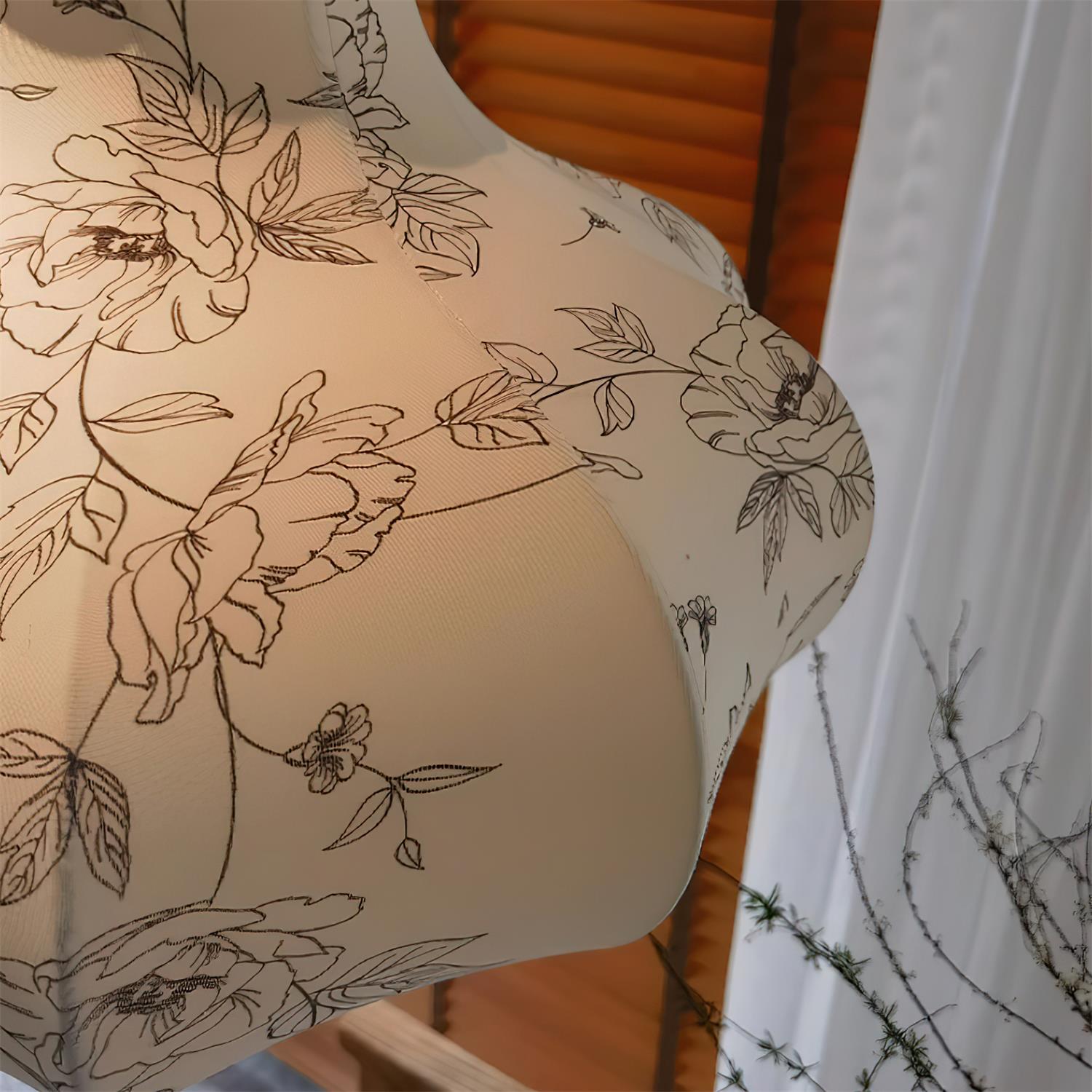 Calira Stoff Pendelleuchte Holz-Letslighting
