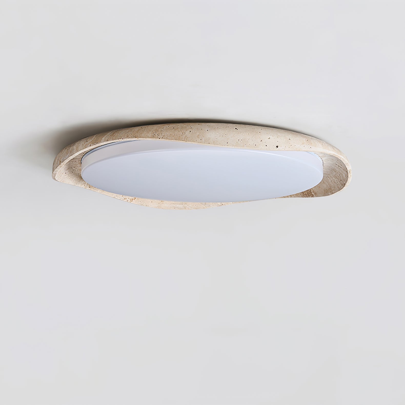 Adoros Rimmed-Circle Travertine Ceiling Light - Neutralighting