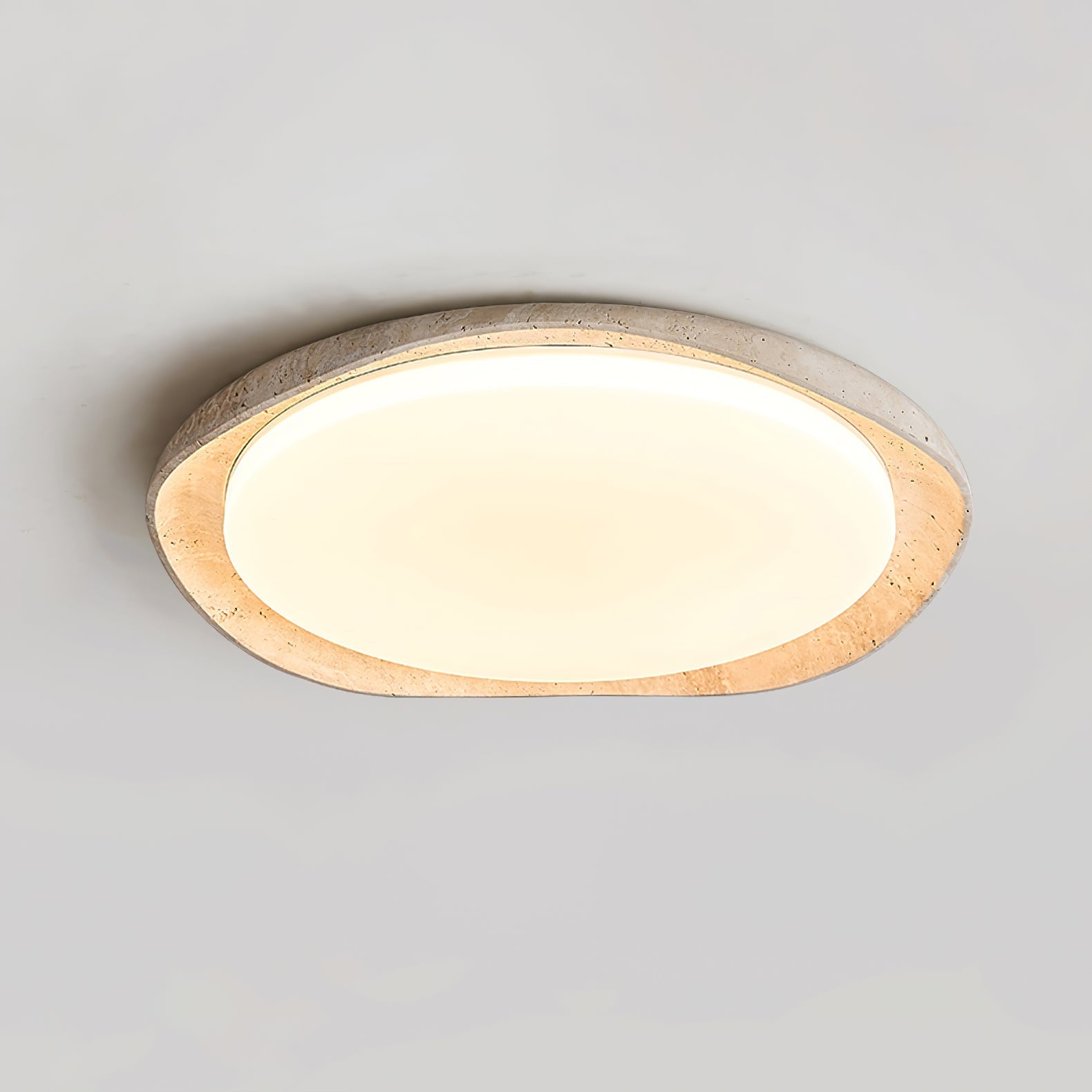 Adoros Rimmed-Circle Travertine Ceiling Light - Neutralighting