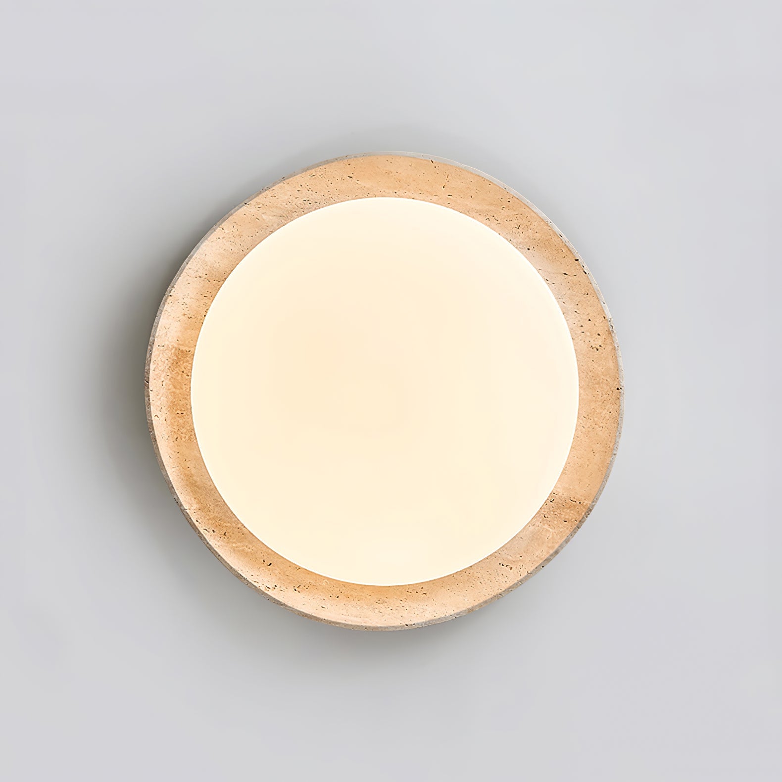 Adoros Rimmed-Circle Travertine Ceiling Light - Neutralighting
