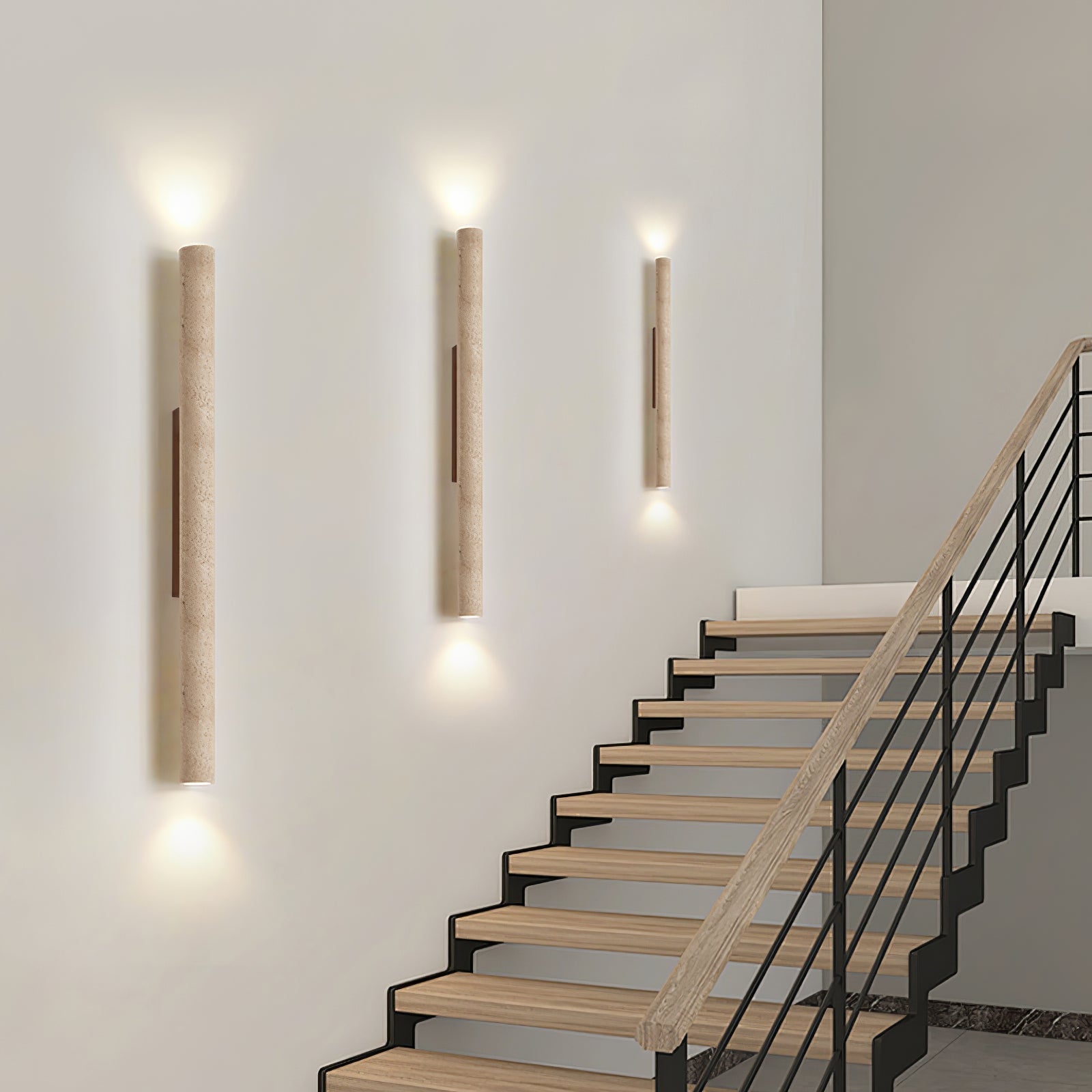 Olvaros Schlanker Zylinder Travertin Wandleuchte-Letslighting