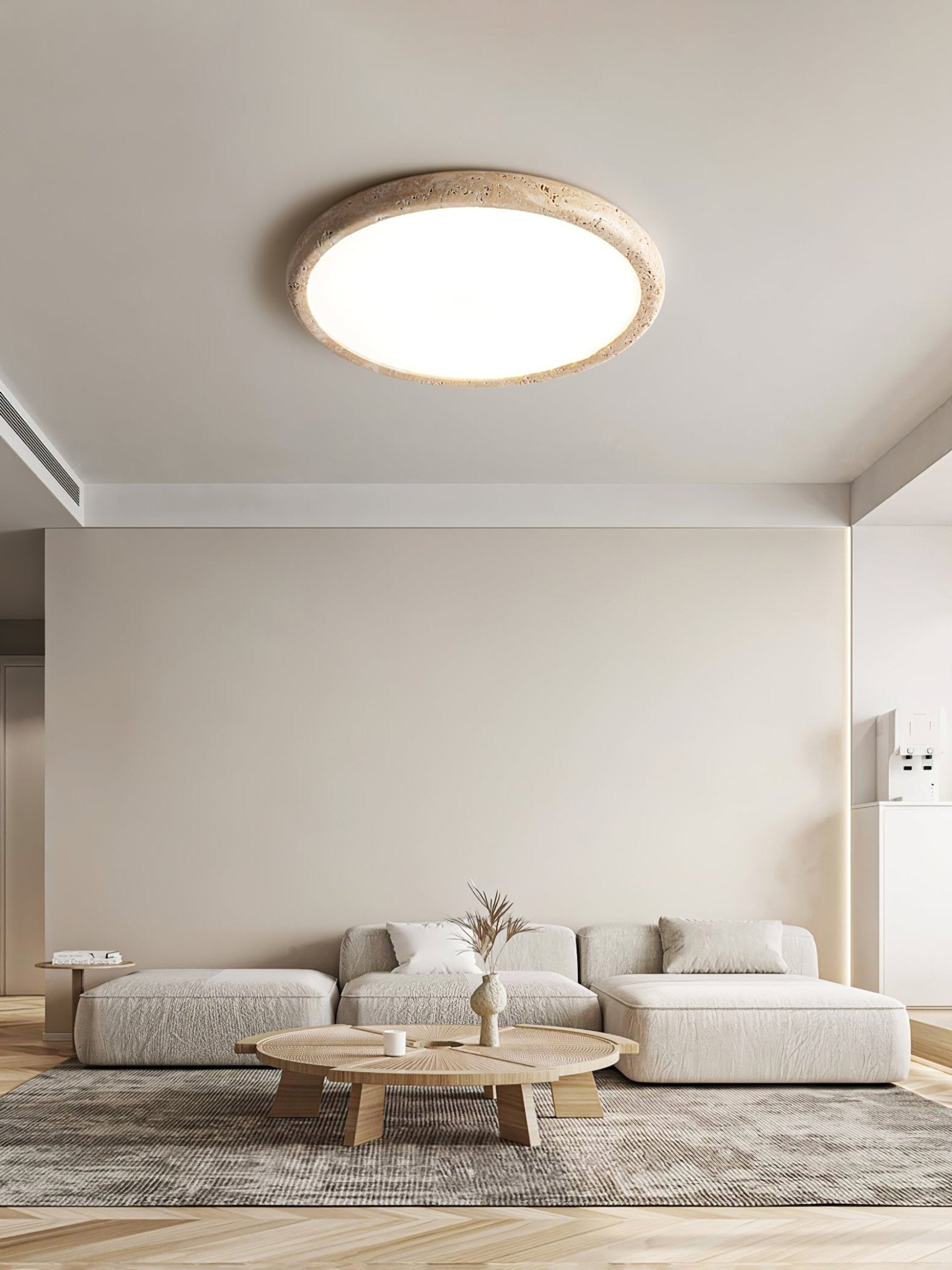 Aurrina Ring Frame Travertine Ceiling Light - Neutralighting