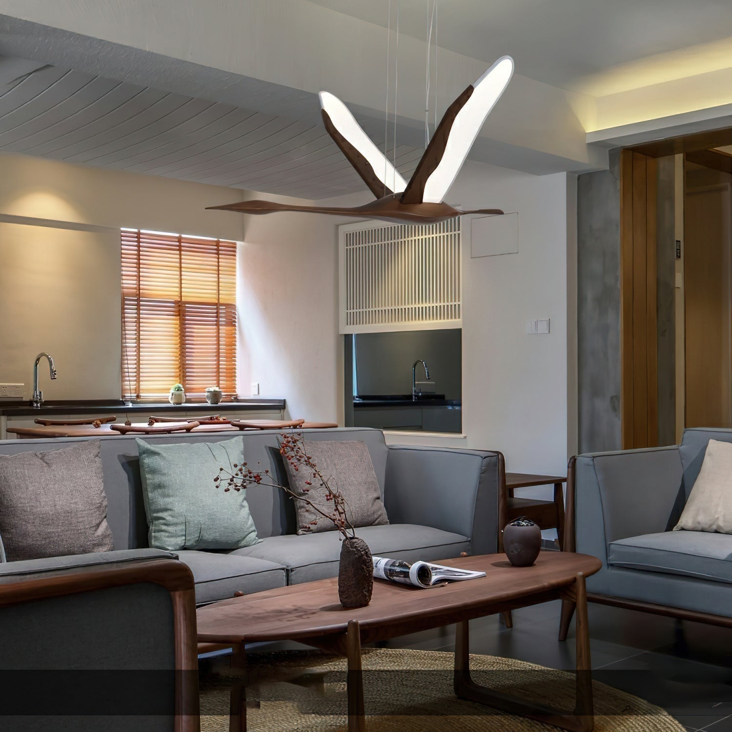Flora Moderne Holz-Pendelleuchte-Letslighting