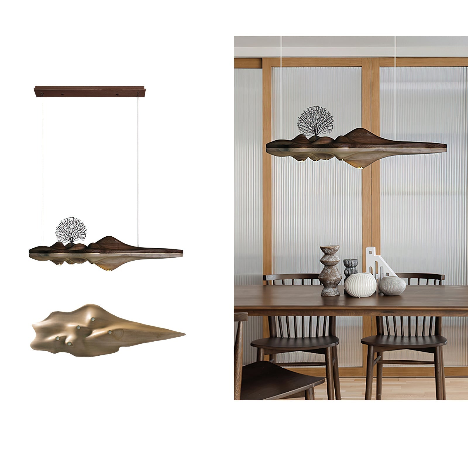 Etalyra Premium-elegante Holz-Pendelleuchte-Letslighting