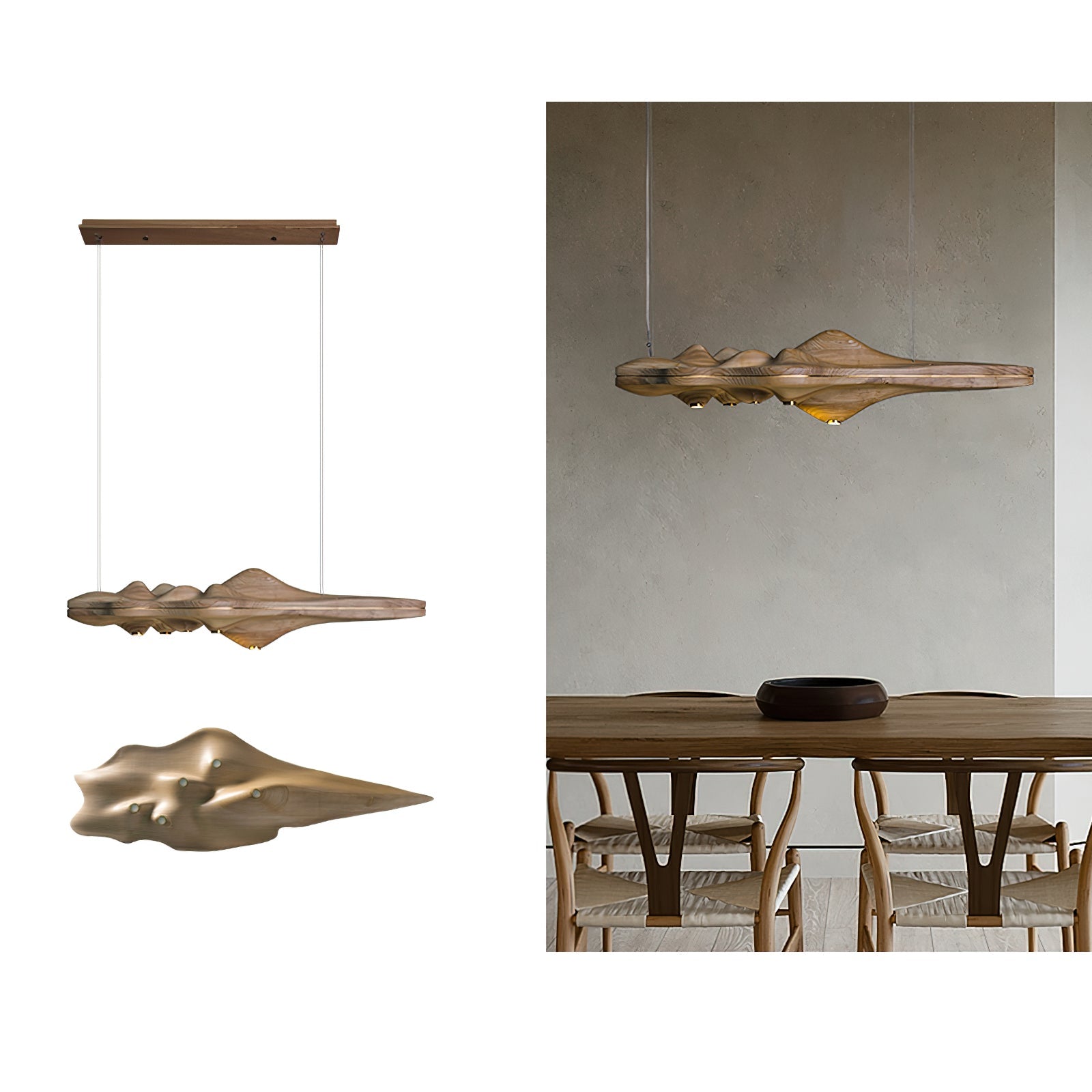 Etalyra Premium-elegante Holz-Pendelleuchte-Letslighting