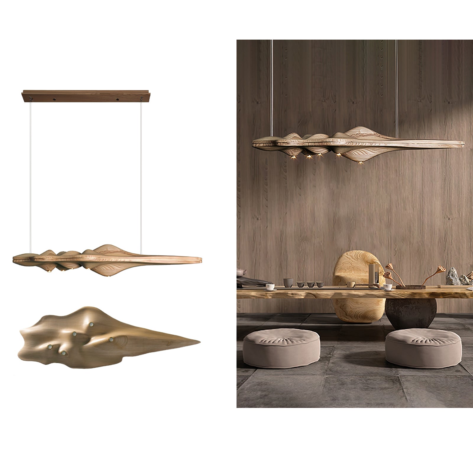 Etalyra Premium-elegante Holz-Pendelleuchte-Letslighting