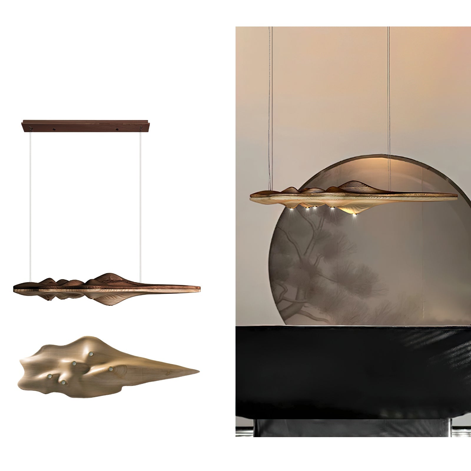 Etalyra Premium-elegante Holz-Pendelleuchte-Letslighting