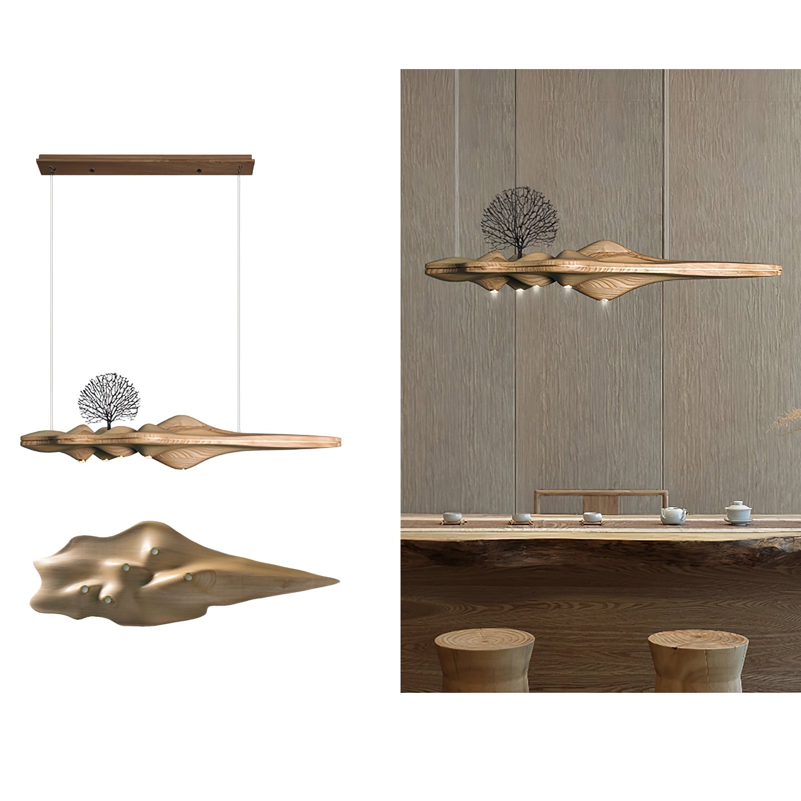 Etalyra Premium-elegante Holz-Pendelleuchte-Letslighting
