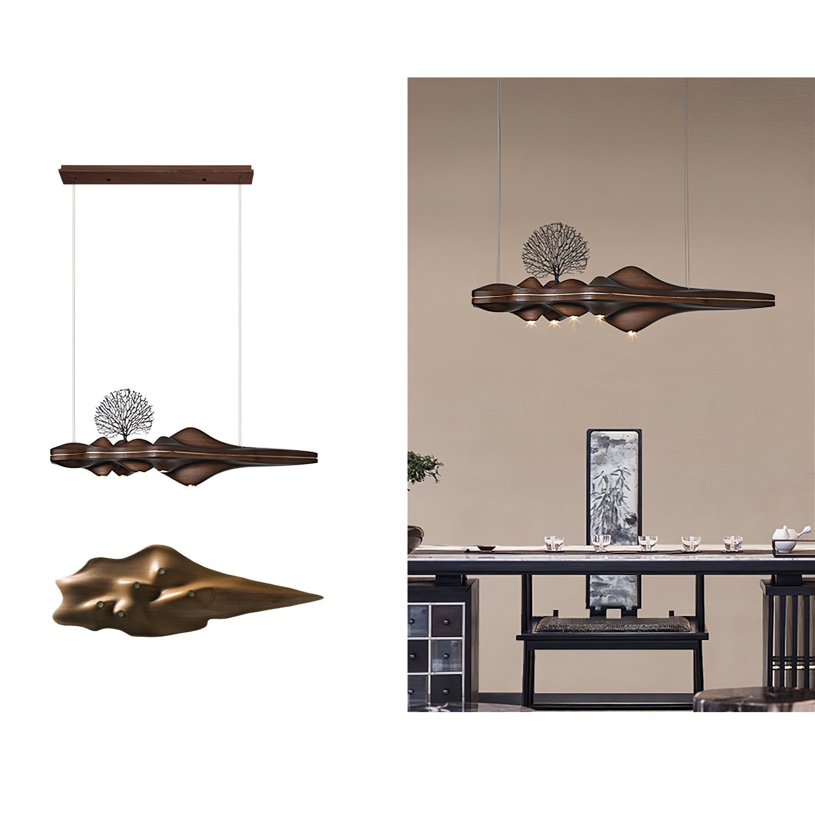 Etalyra Premium-elegante Holz-Pendelleuchte-Letslighting