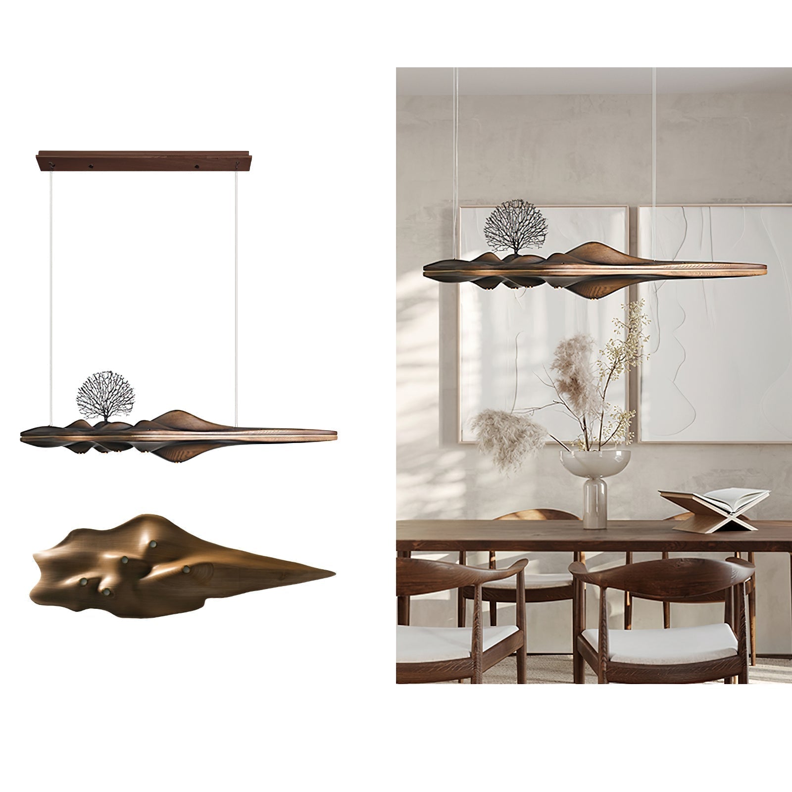 Etalyra Premium-elegante Holz-Pendelleuchte-Letslighting