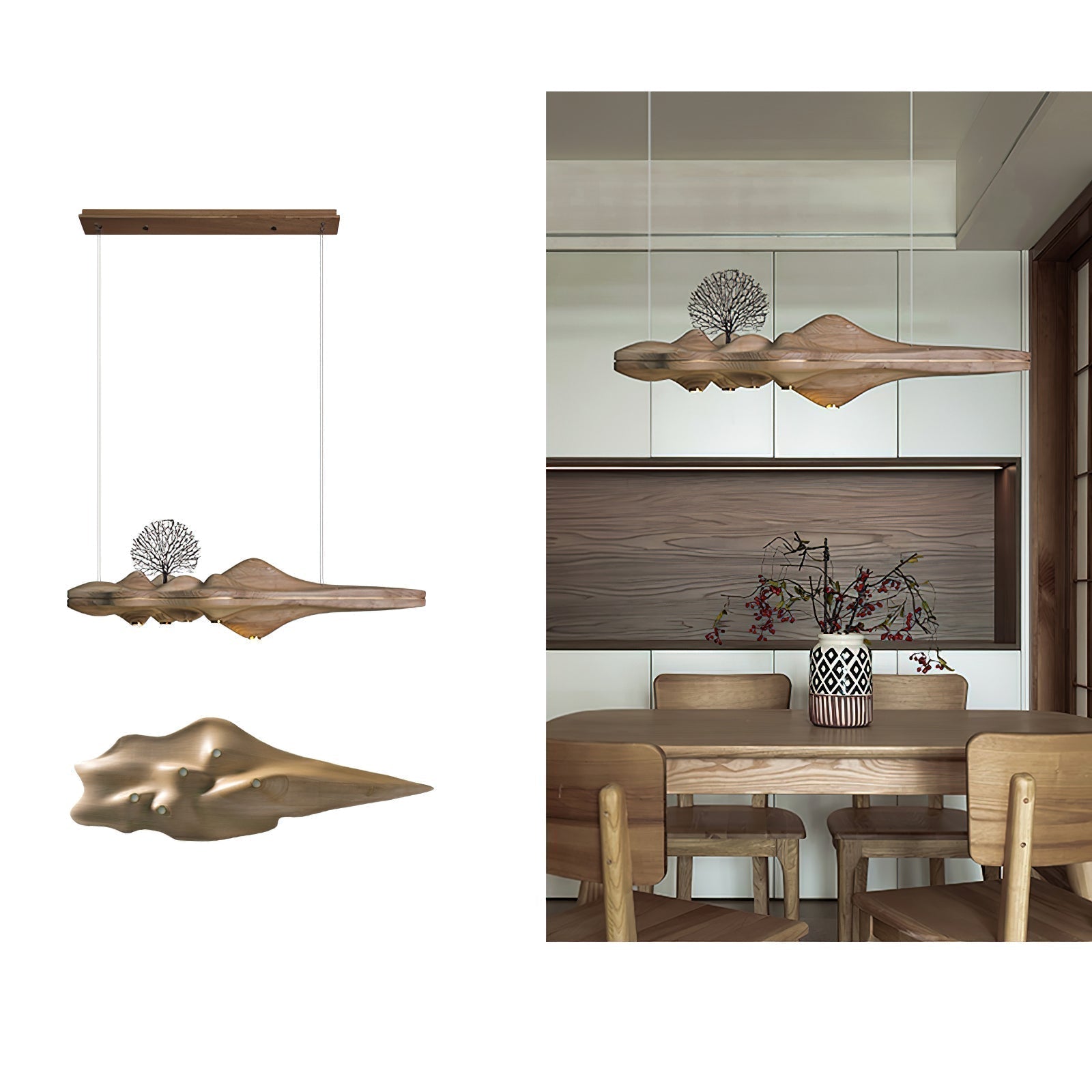 Etalyra Premium-elegante Holz-Pendelleuchte-Letslighting