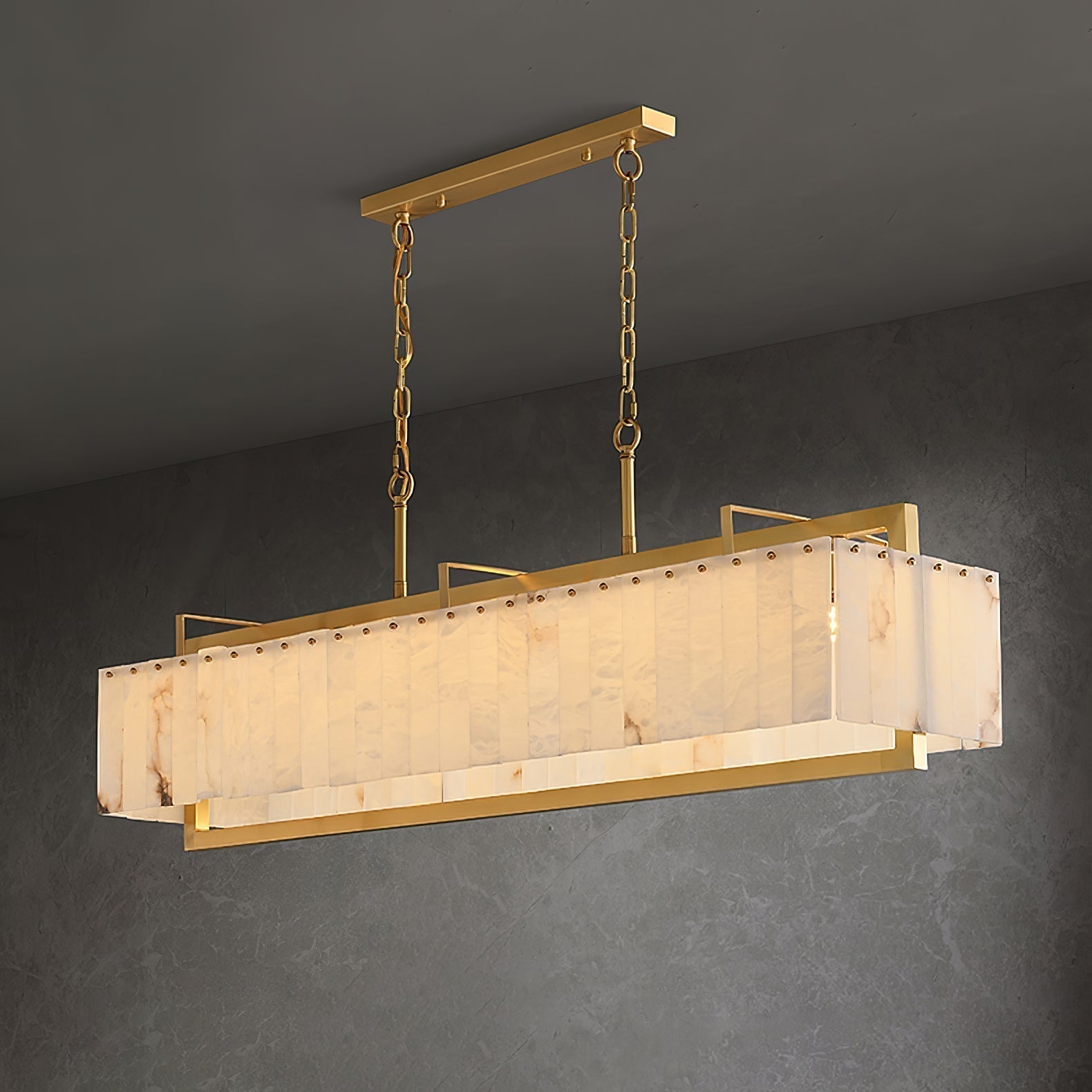 Aether Rectangular Alabaster Pendant Light Chandelier - Neutralighting