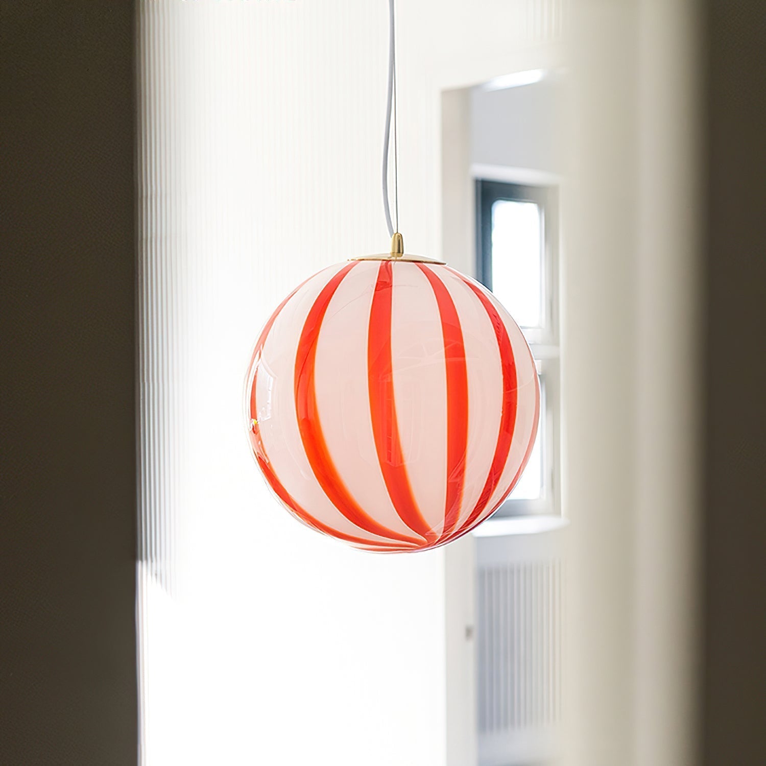 Pendant Light Metal&Glass Shade Striped Globe for Dining Room - Letslighting