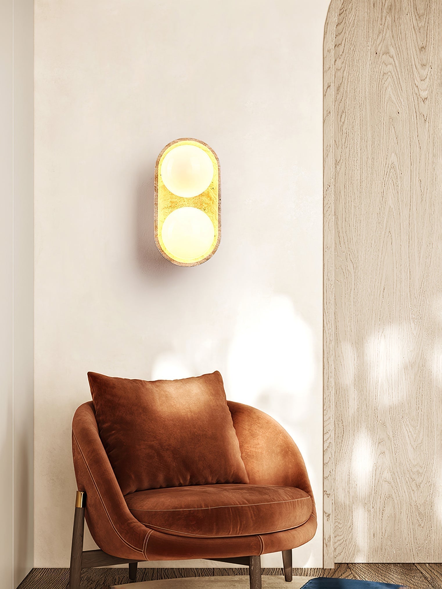Trio Globe Travertine Wall Sconce - Neutralighting