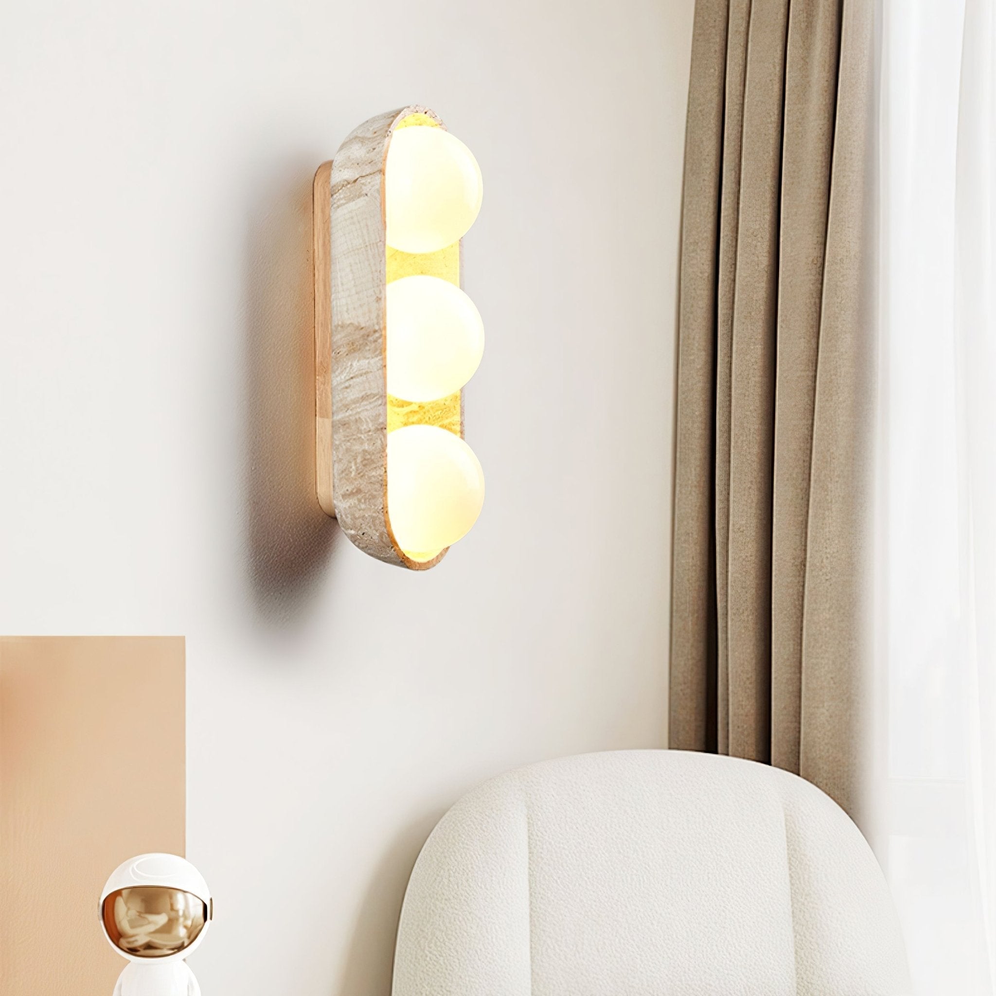 Trio Globe Travertine Wall Sconce - Neutralighting