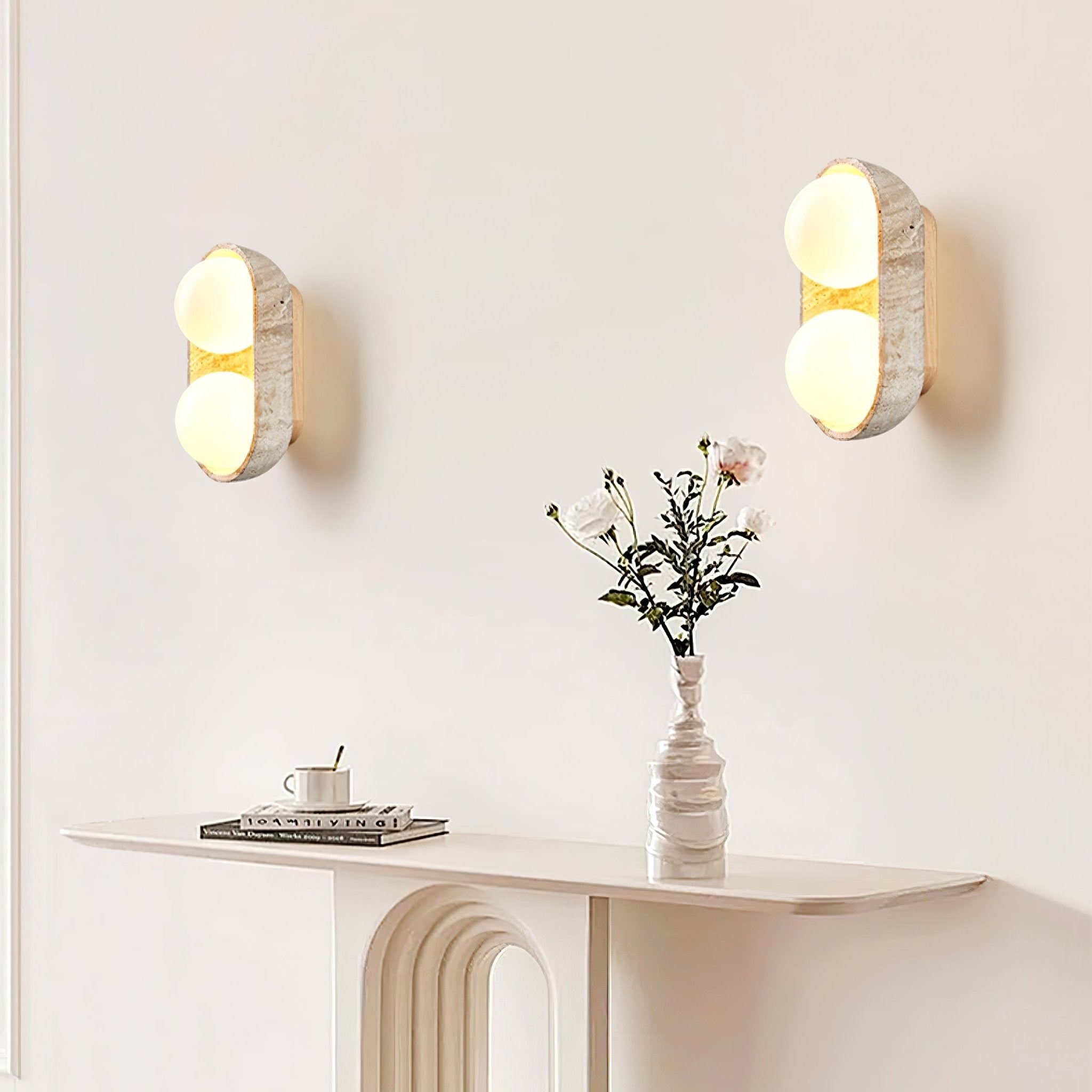 Trio Globe Travertine Wall Sconce - Neutralighting