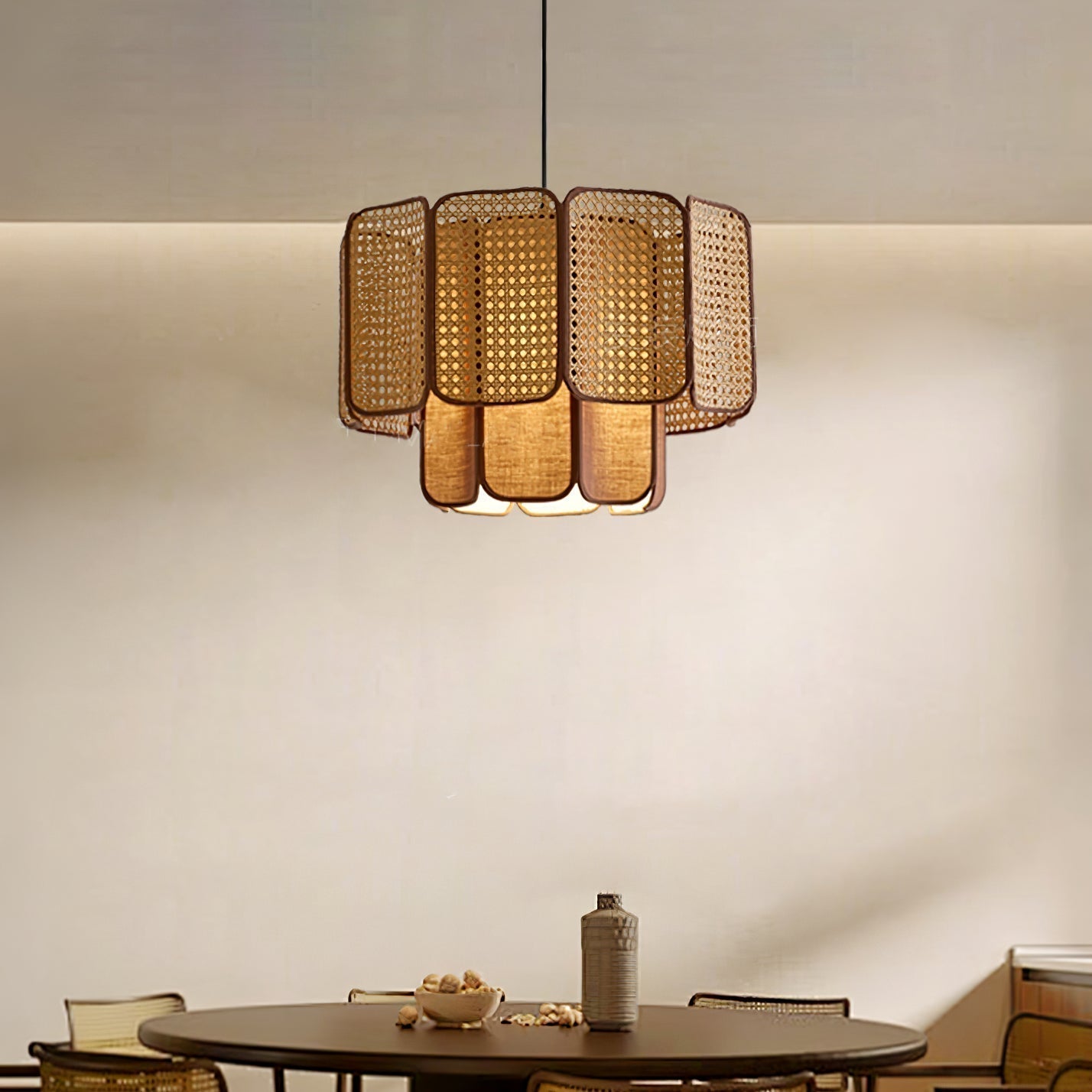 Cane Vintage Stoff Pendelleuchte Lampe-Letslighting