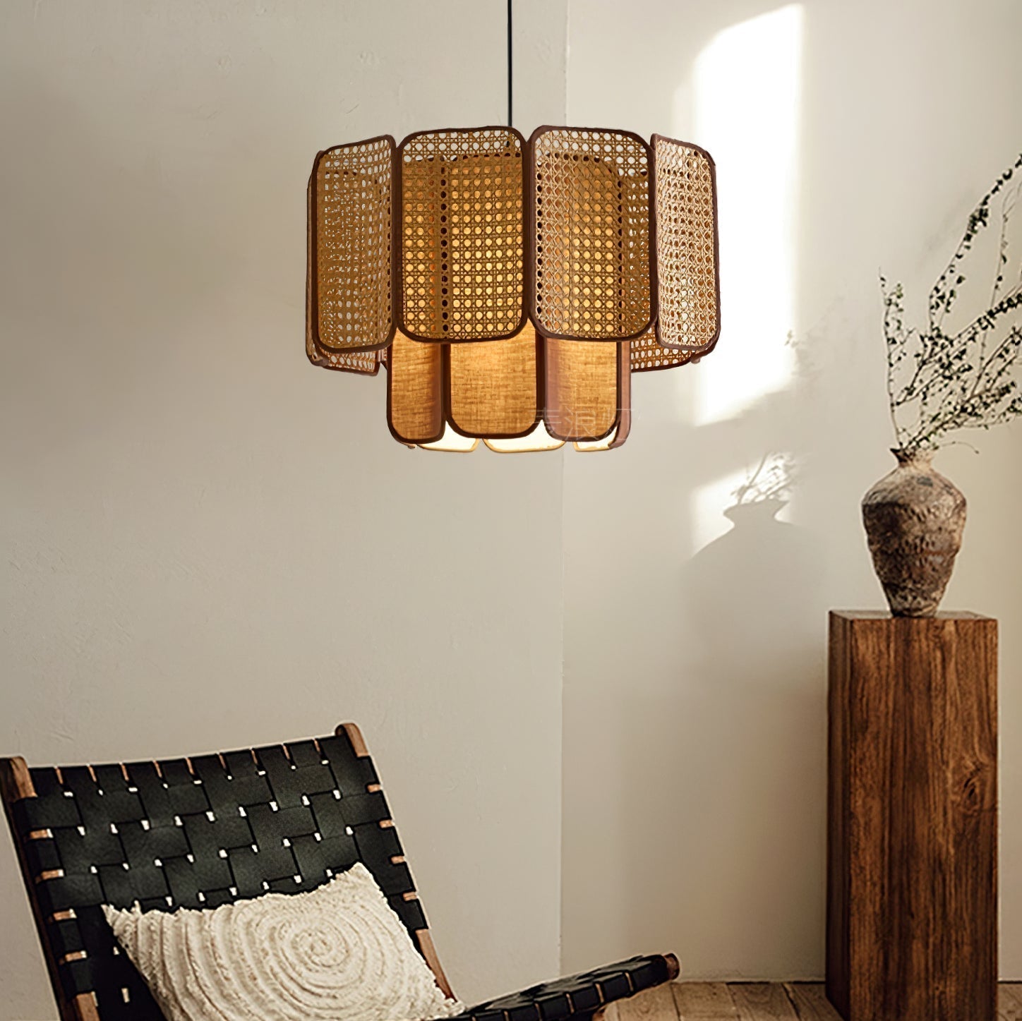 Cane Vintage Stoff Pendelleuchte Lampe-Letslighting