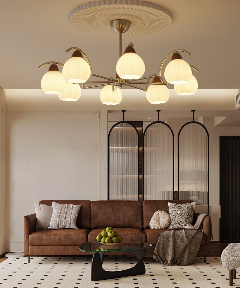 Ilaeiel Traditionelle Eleganz Blüte Holz Glas Kronleuchter-Letslighting