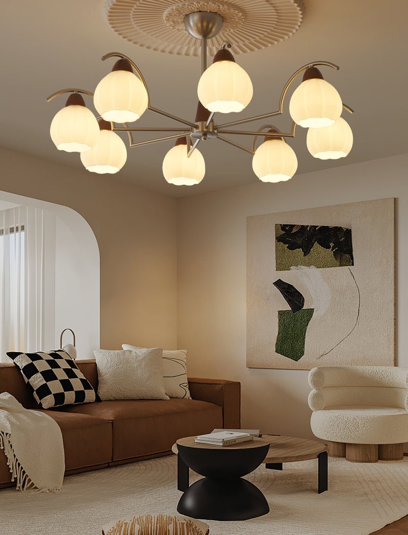 Ilaeiel Traditionelle Eleganz Blüte Holz Glas Kronleuchter-Letslighting
