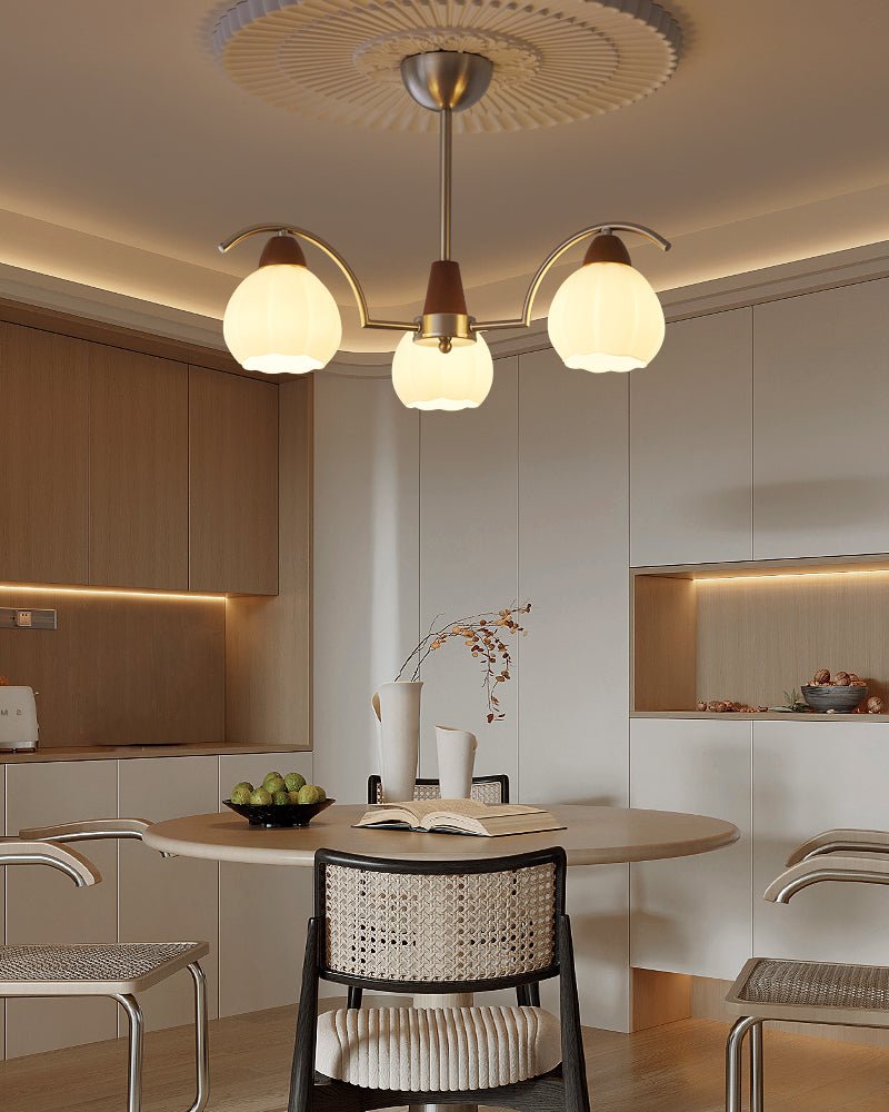 Ilaeiel Traditionelle Eleganz Blüte Holz Glas Kronleuchter-Letslighting