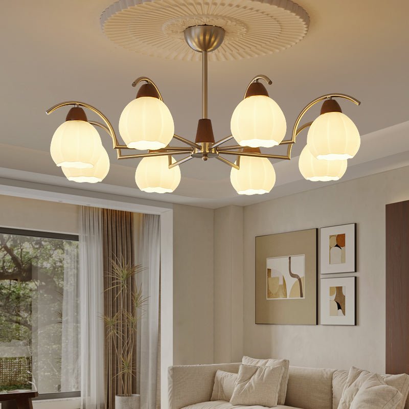 Ilaeiel Traditionelle Eleganz Blüte Holz Glas Kronleuchter-Letslighting