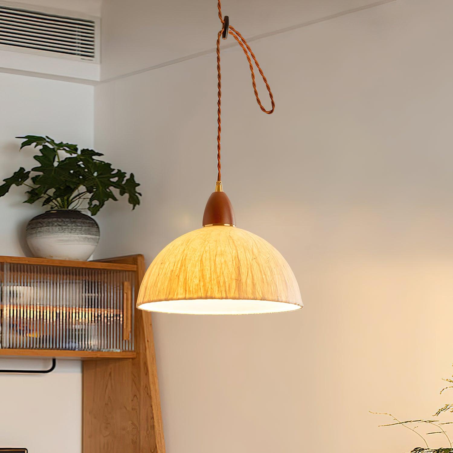 Vellara Papier Holz Pendelleuchte-Letslighting