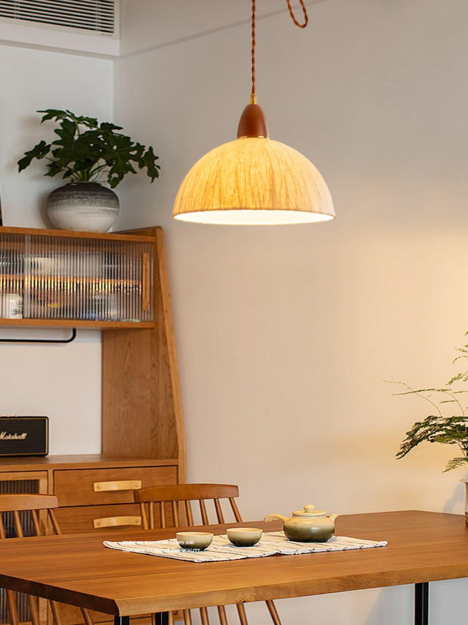 Vellara Papier Holz Pendelleuchte-Letslighting