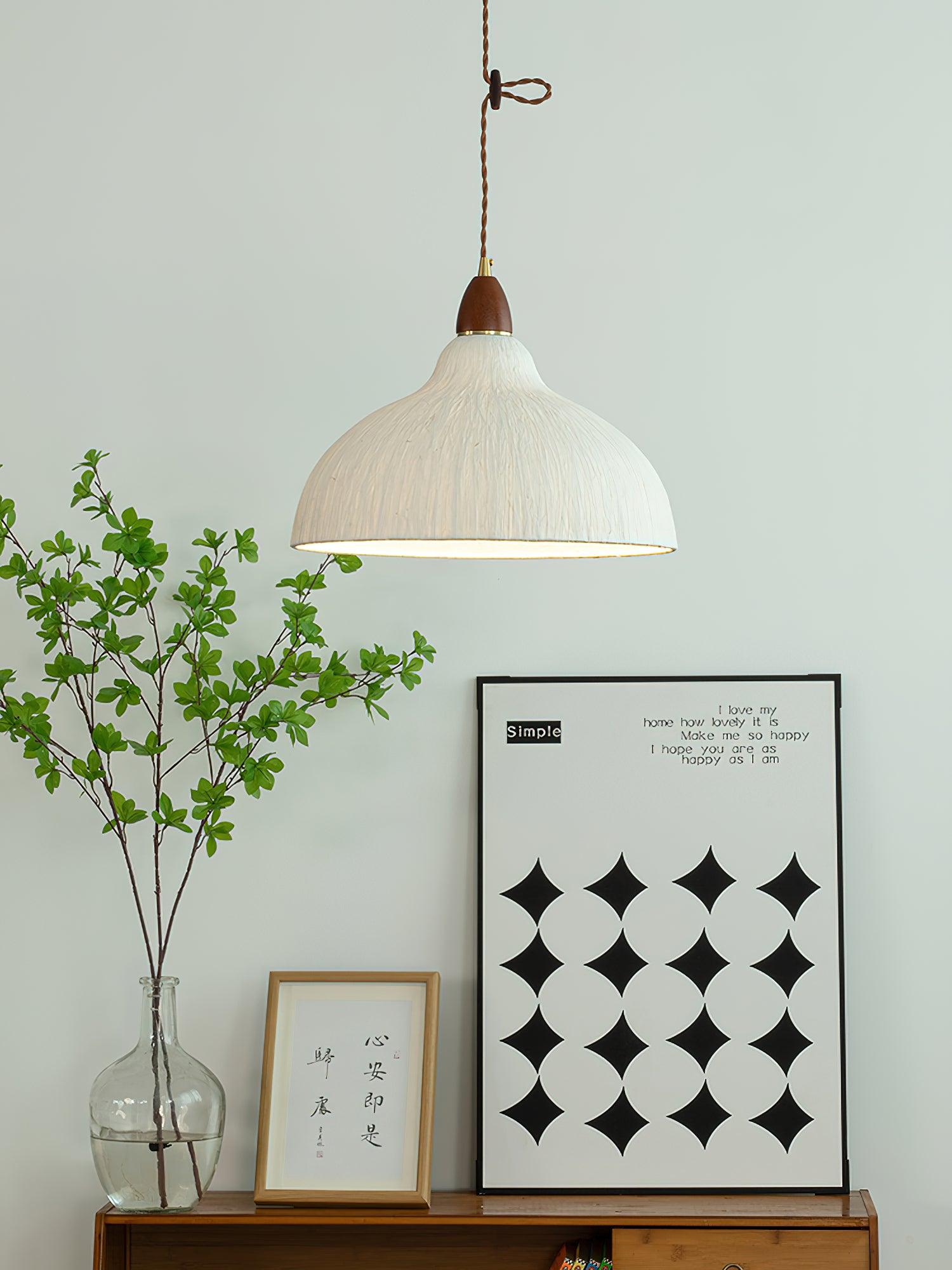 Vellara Papier Holz Pendelleuchte-Letslighting