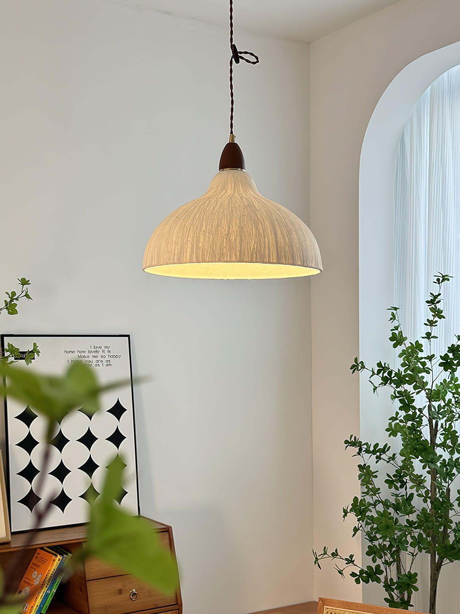 Vellara Papier Holz Pendelleuchte-Letslighting