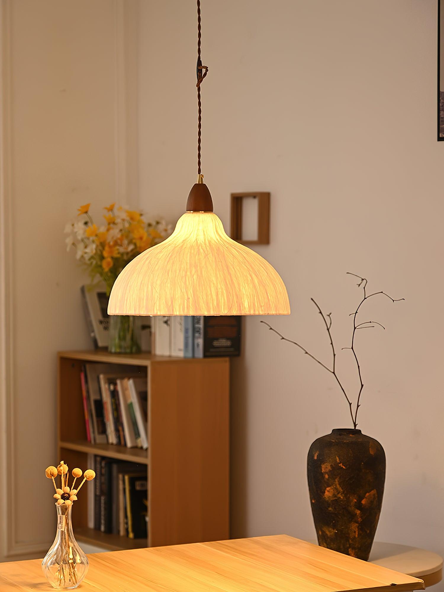 Vellara Papier Holz Pendelleuchte-Letslighting