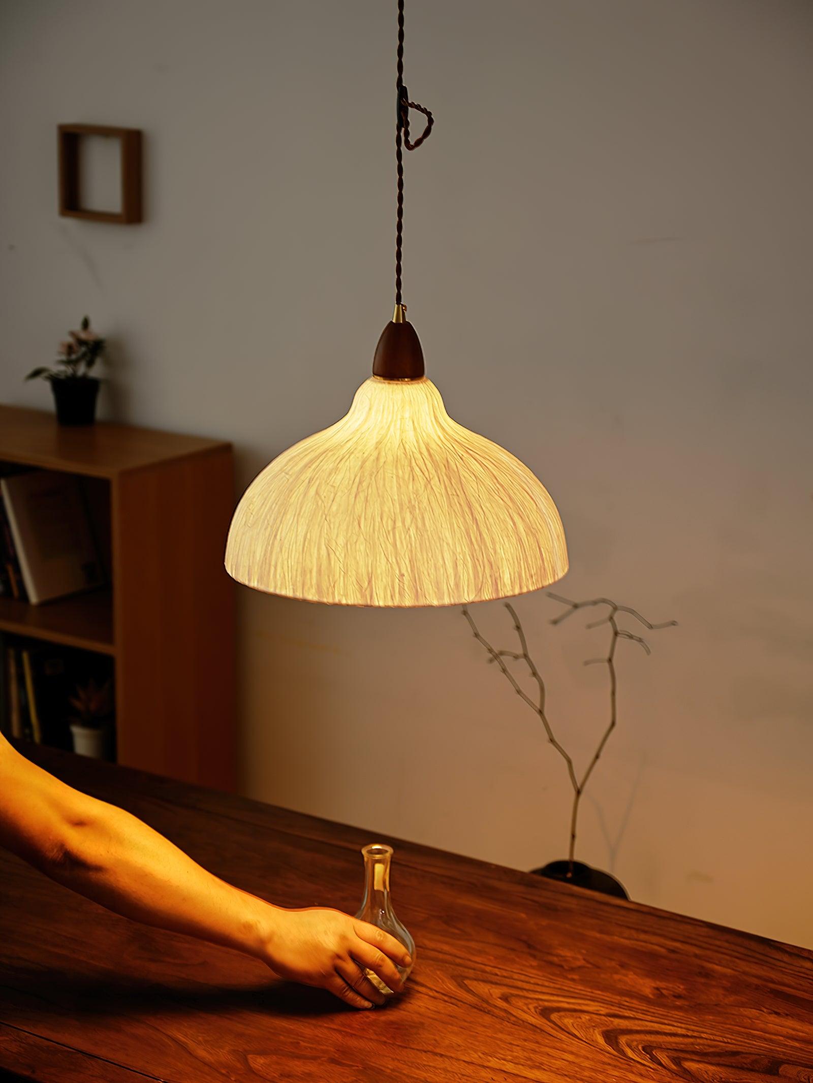 Vellara Papier Holz Pendelleuchte-Letslighting