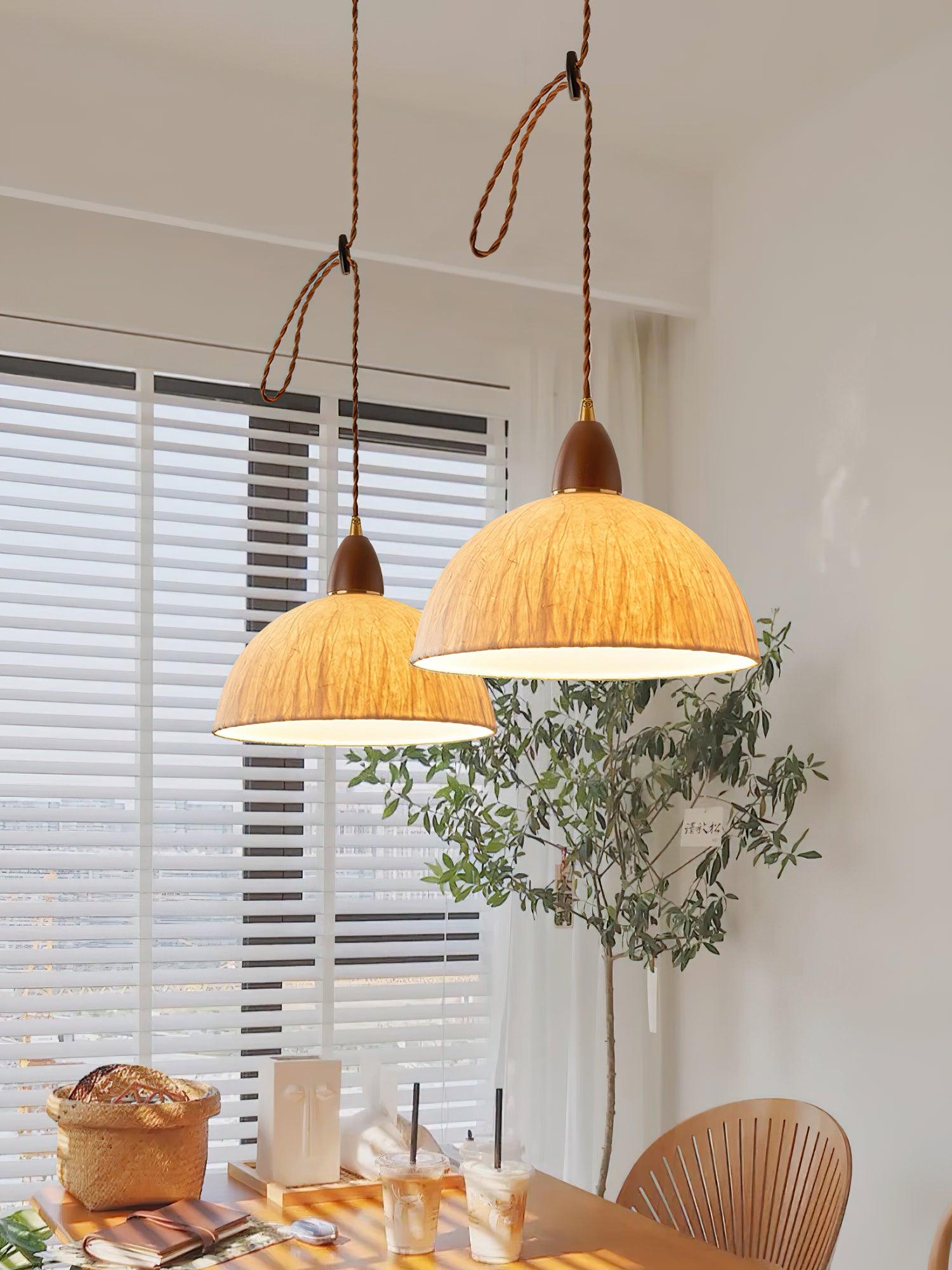 Vellara Papier Holz Pendelleuchte-Letslighting