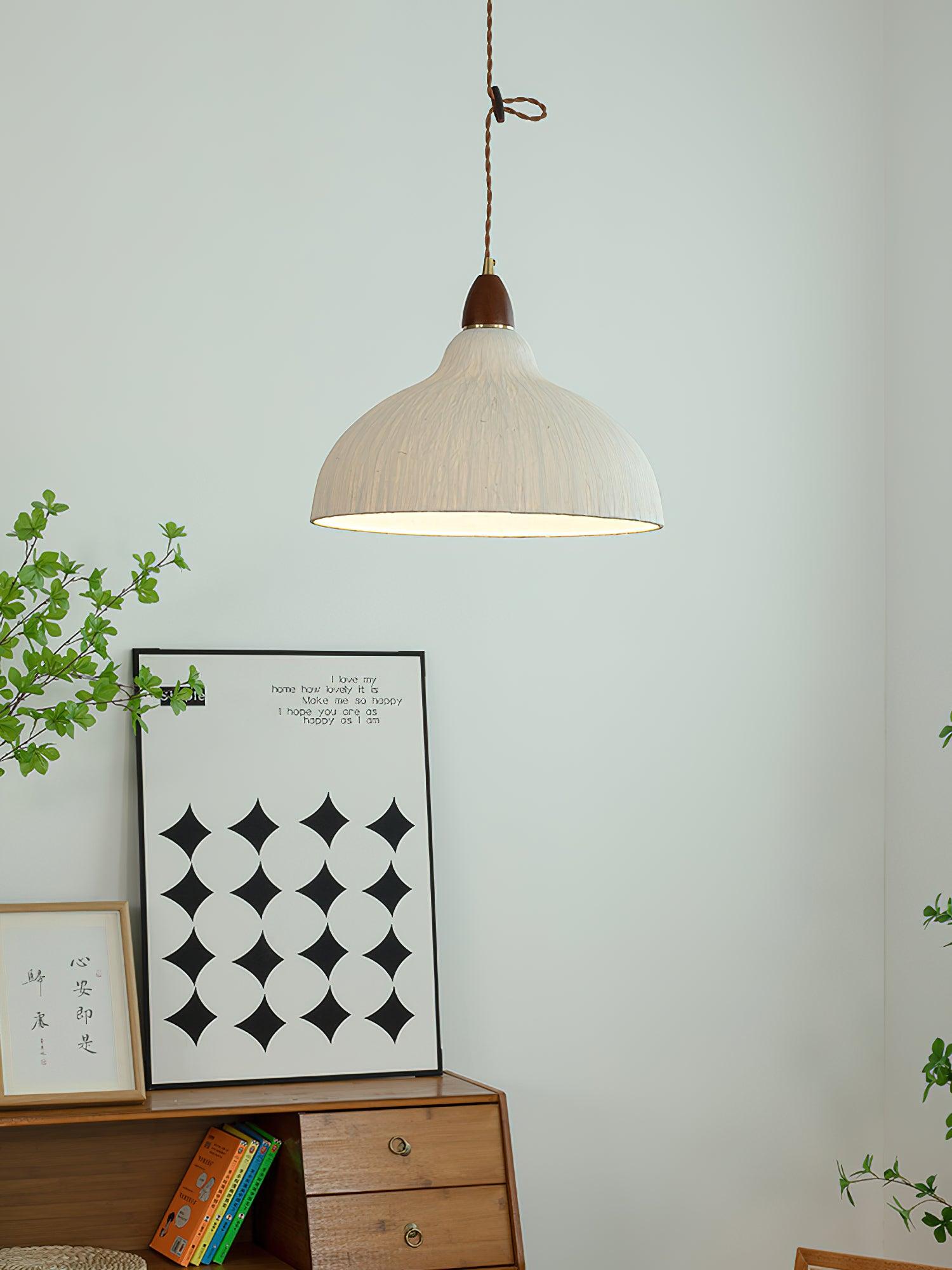 Vellara Papier Holz Pendelleuchte-Letslighting