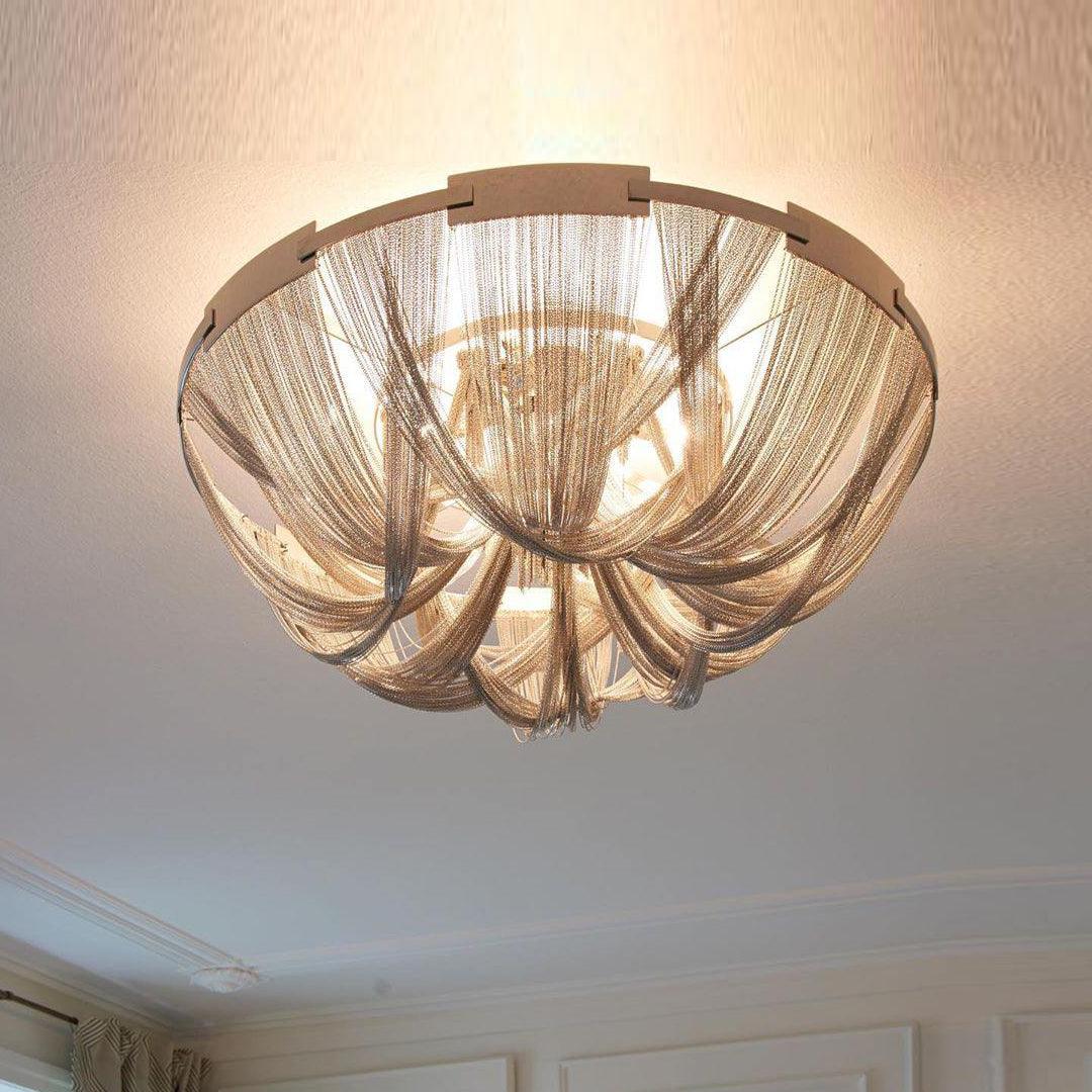 Lustra Deckenleuchte Quaste Aluminium Kette Nickel Rahmen-Letslighting