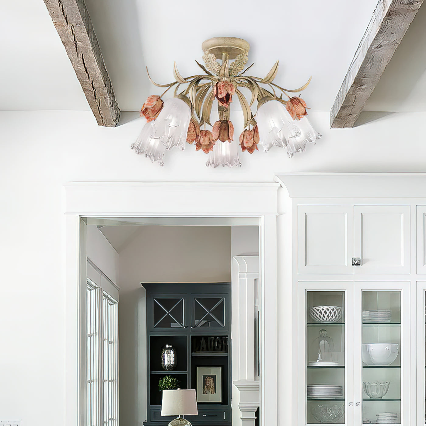 Veshael Elegance Art Deckenleuchte aus Rosenglas-Letslighting