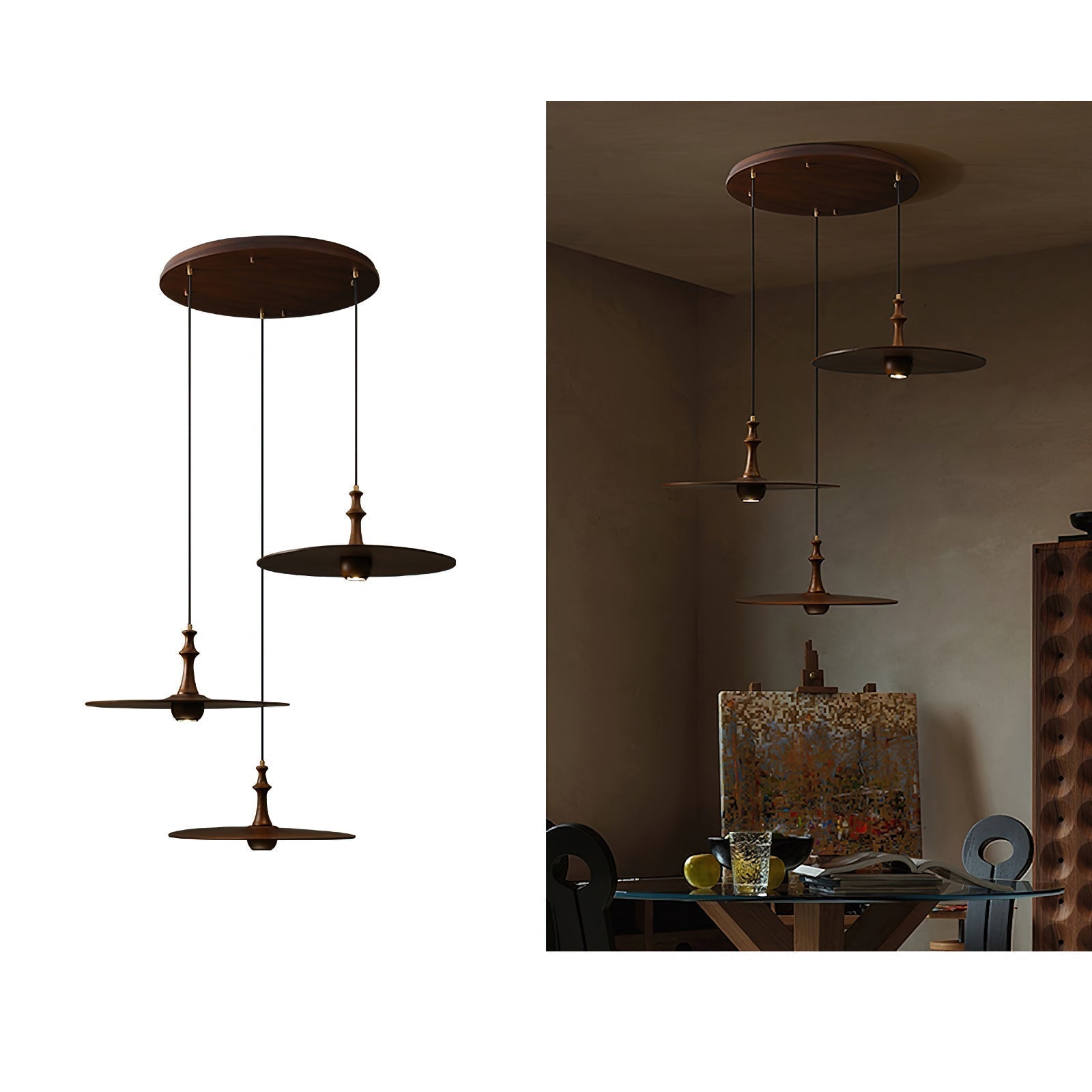 Syrinyra Skulptural Holz Scheibe Pendelleuchte Leuchte-Letslighting