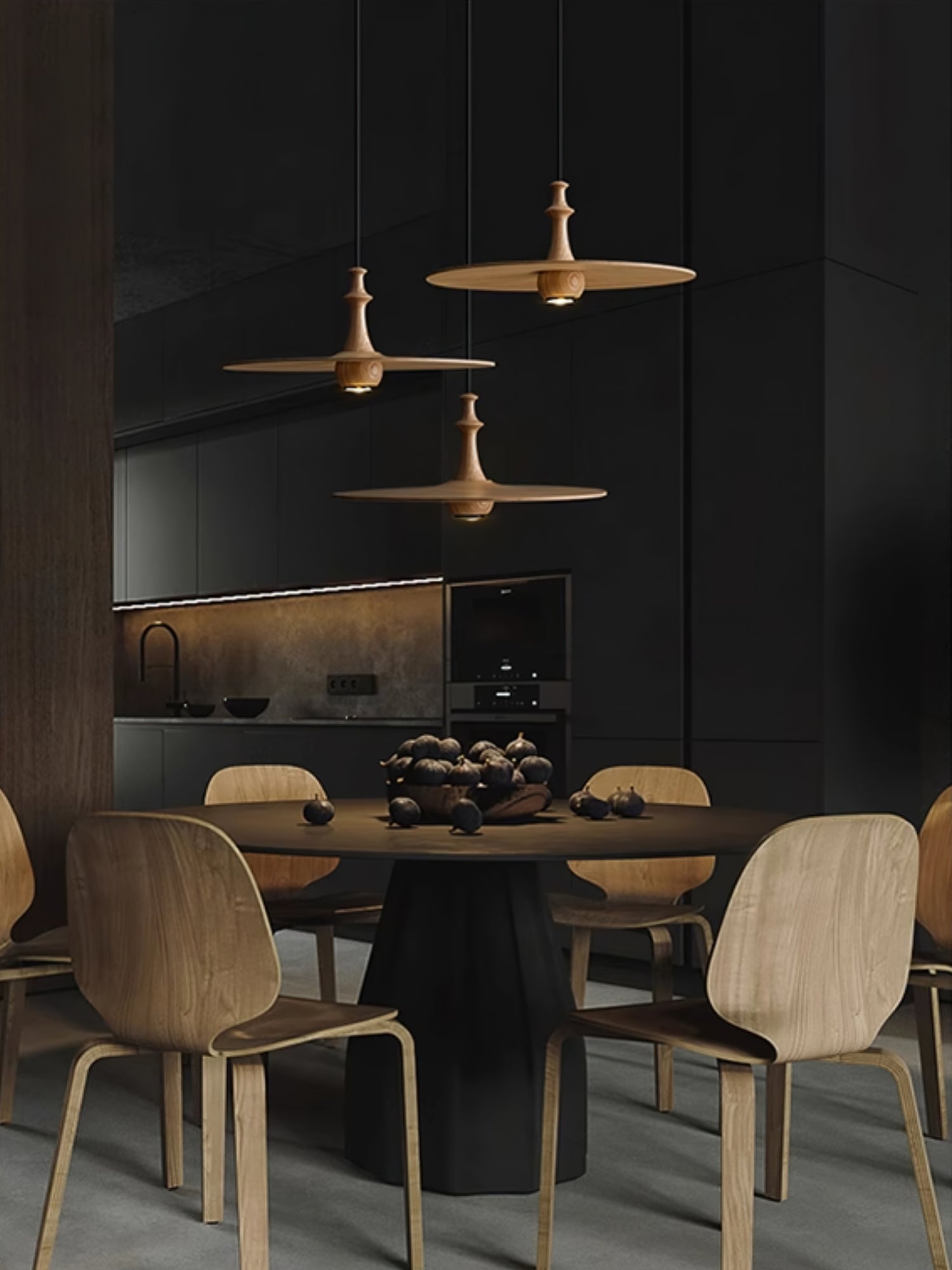 Syrinyra Skulptural Holz Scheibe Pendelleuchte Leuchte-Letslighting