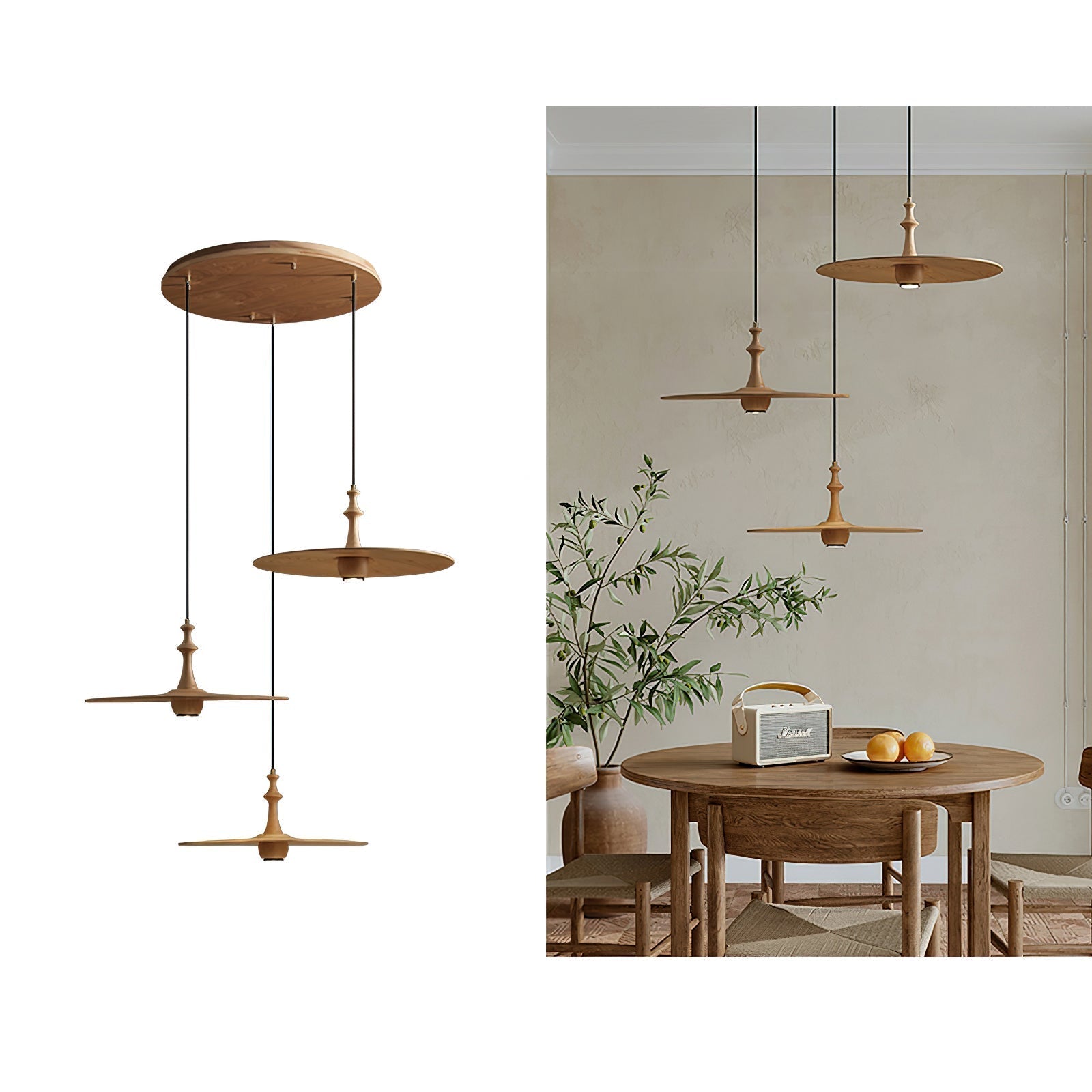 Syrinyra Skulptural Holz Scheibe Pendelleuchte Leuchte-Letslighting