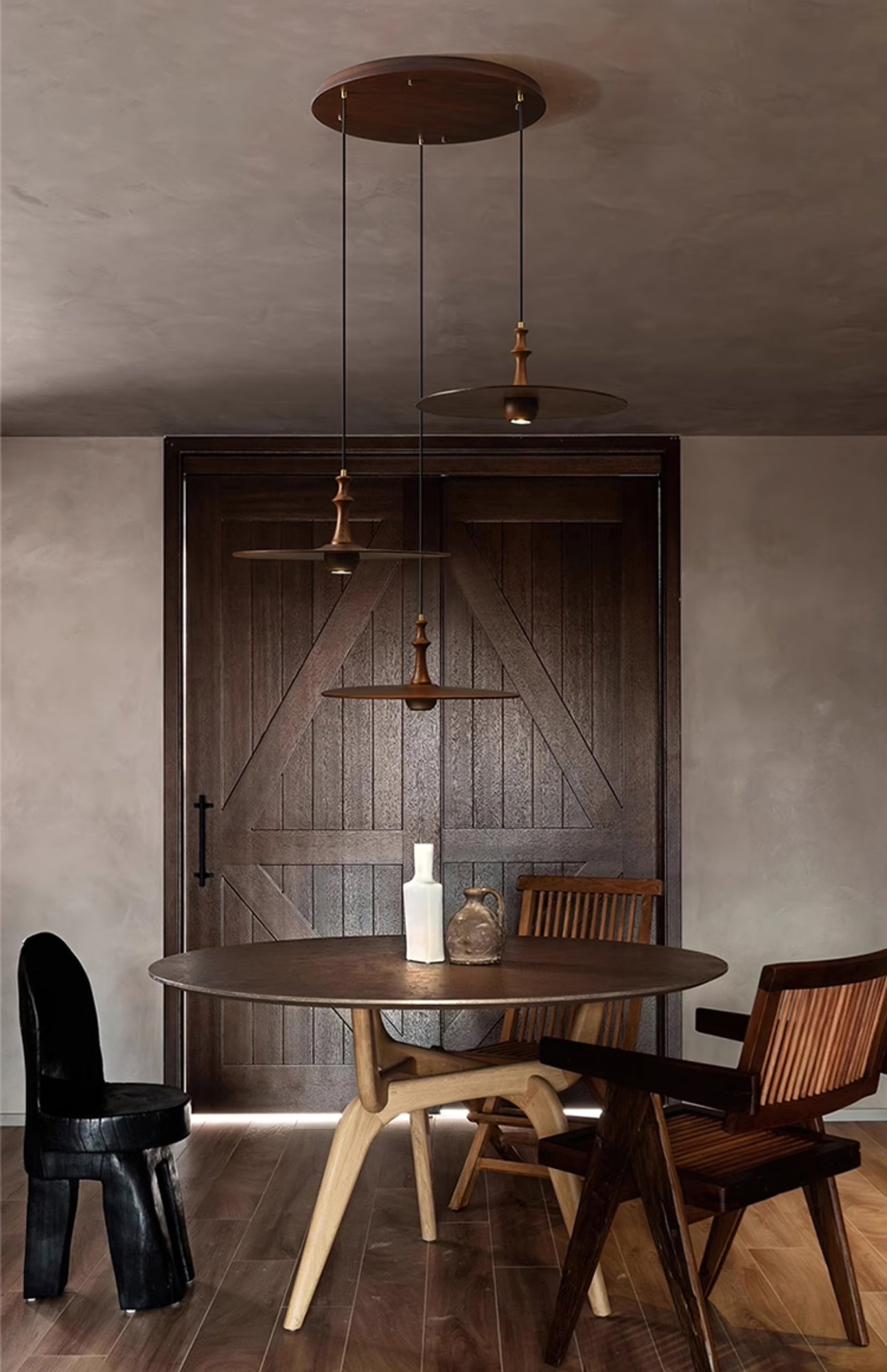 Syrinyra Skulptural Holz Scheibe Pendelleuchte Leuchte-Letslighting
