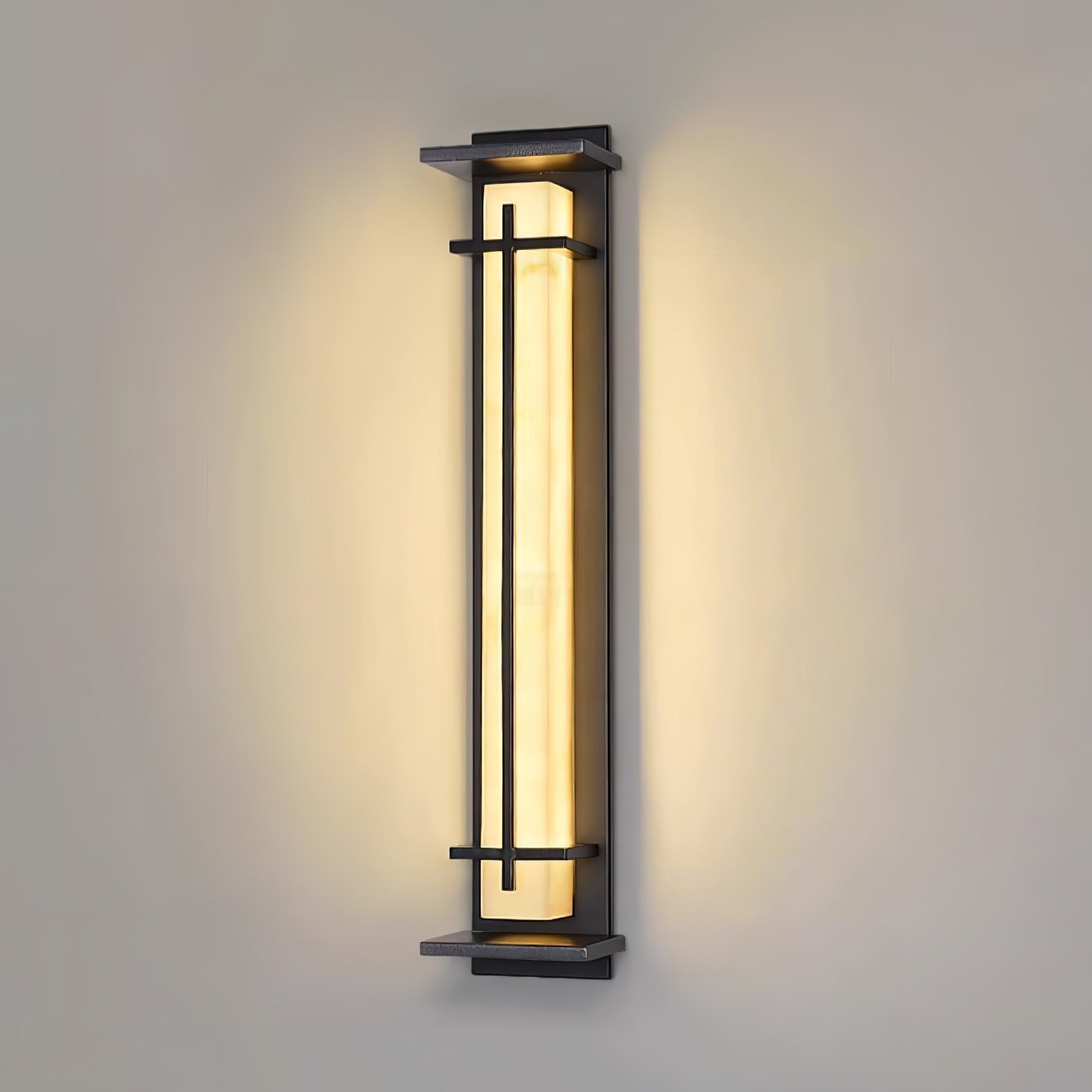 Ray Square Outdoor Wall Light Imitation Alabaster Waterproof - Neutralighting