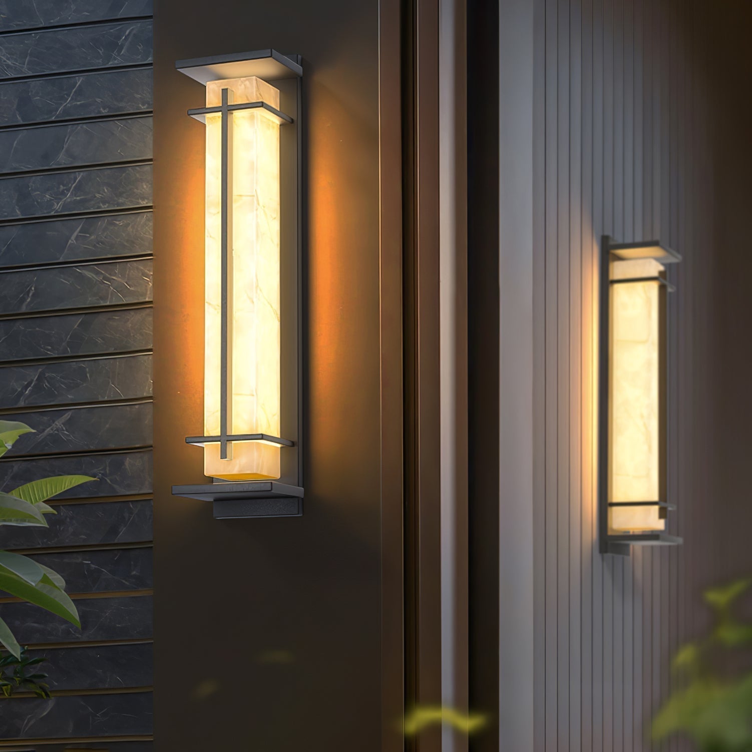 Ray Square Outdoor Wall Light Imitation Alabaster Waterproof - Neutralighting