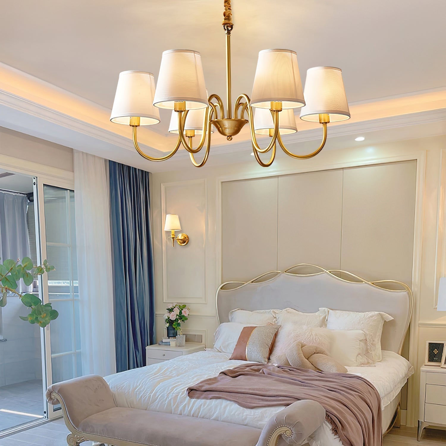 Aged Traditional Stacey Fabric Chandelier - Letslighting